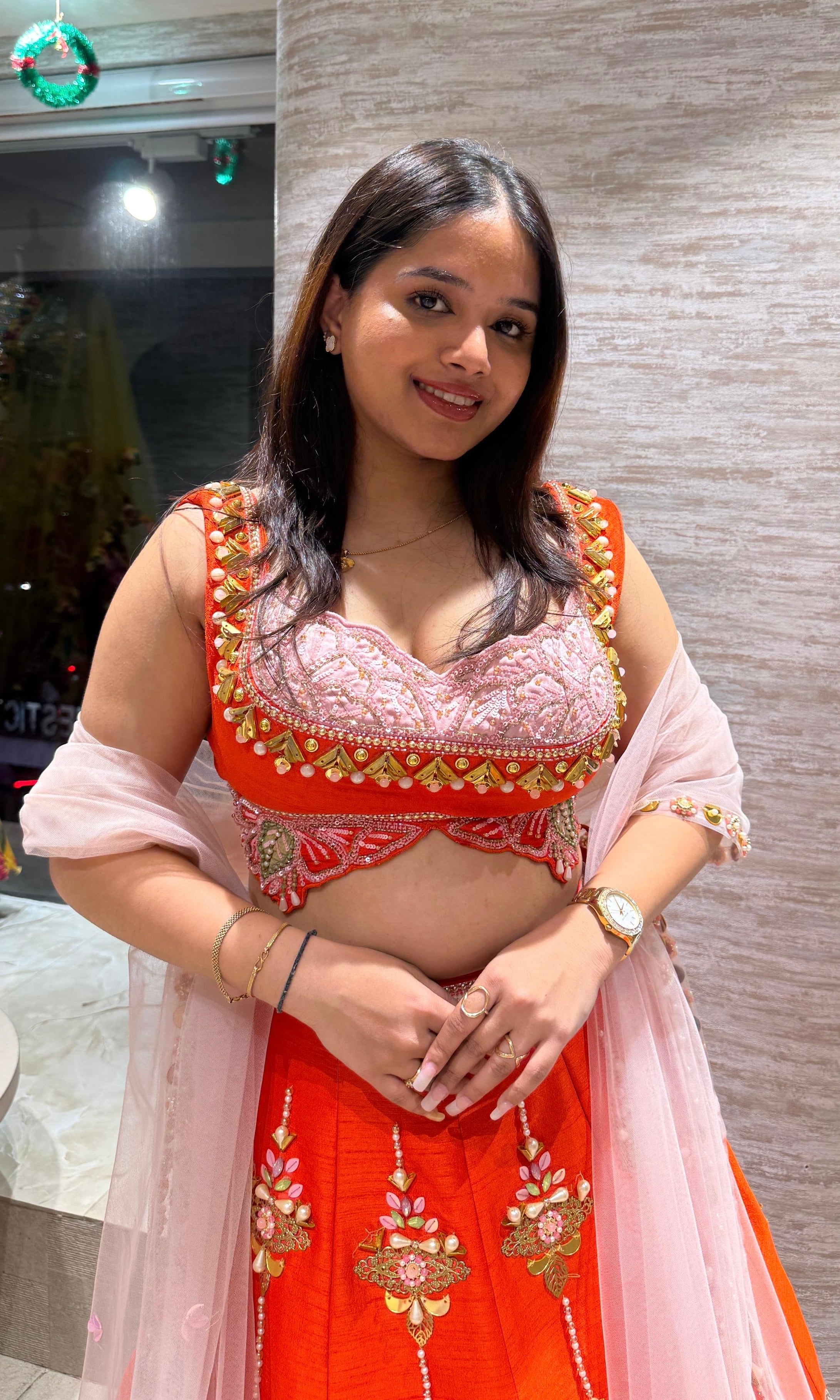 Orange Radiance embroidered lehenga