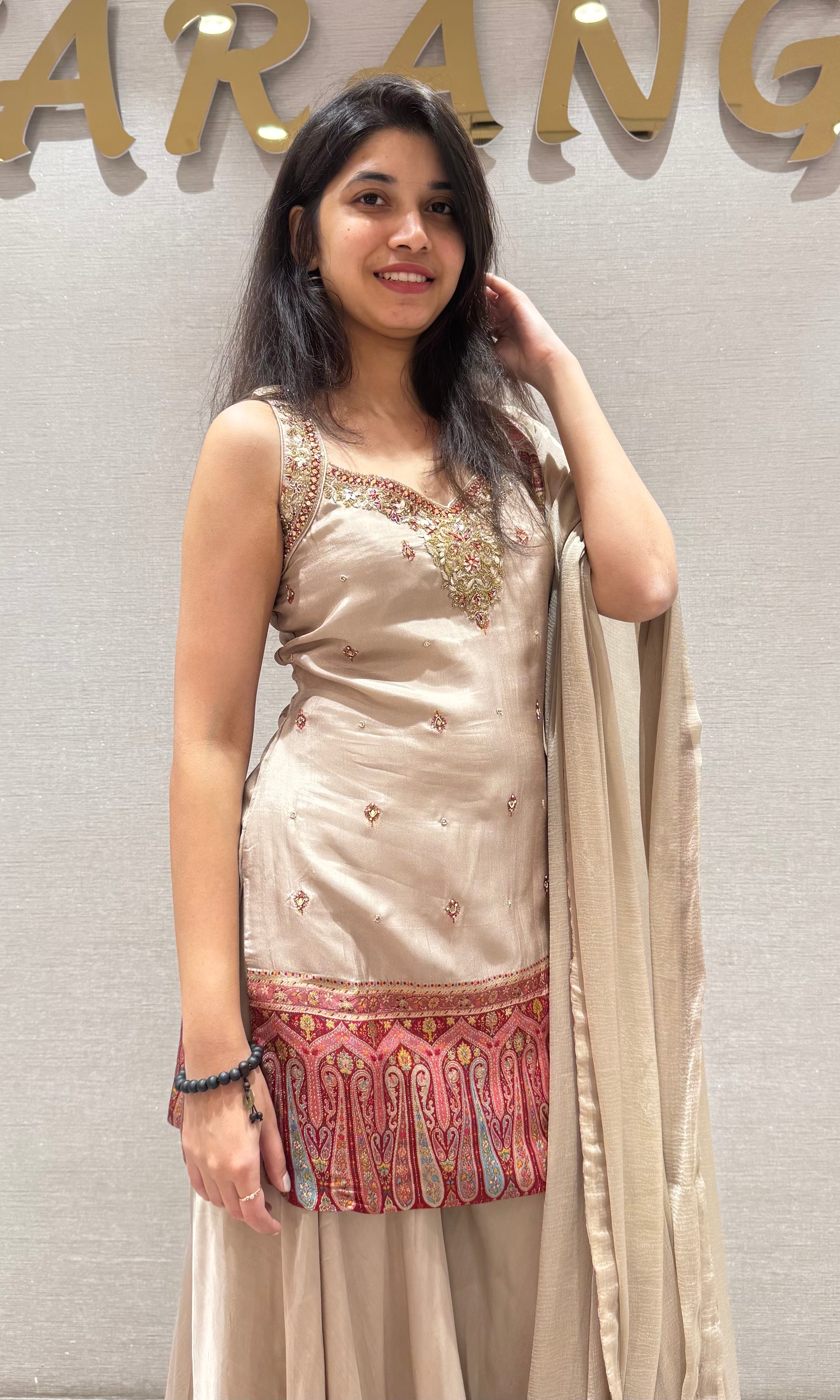 Cream EMBROIDERED SHARARA SET