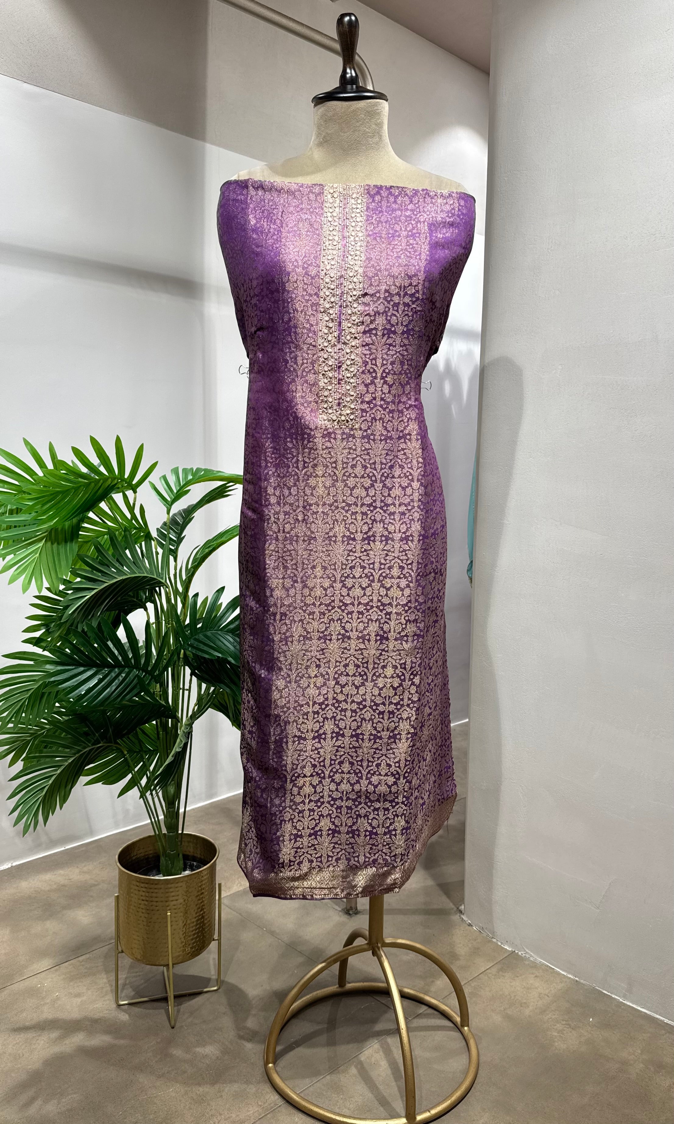 Purple Banarasi Silk DRESS MATERIAL