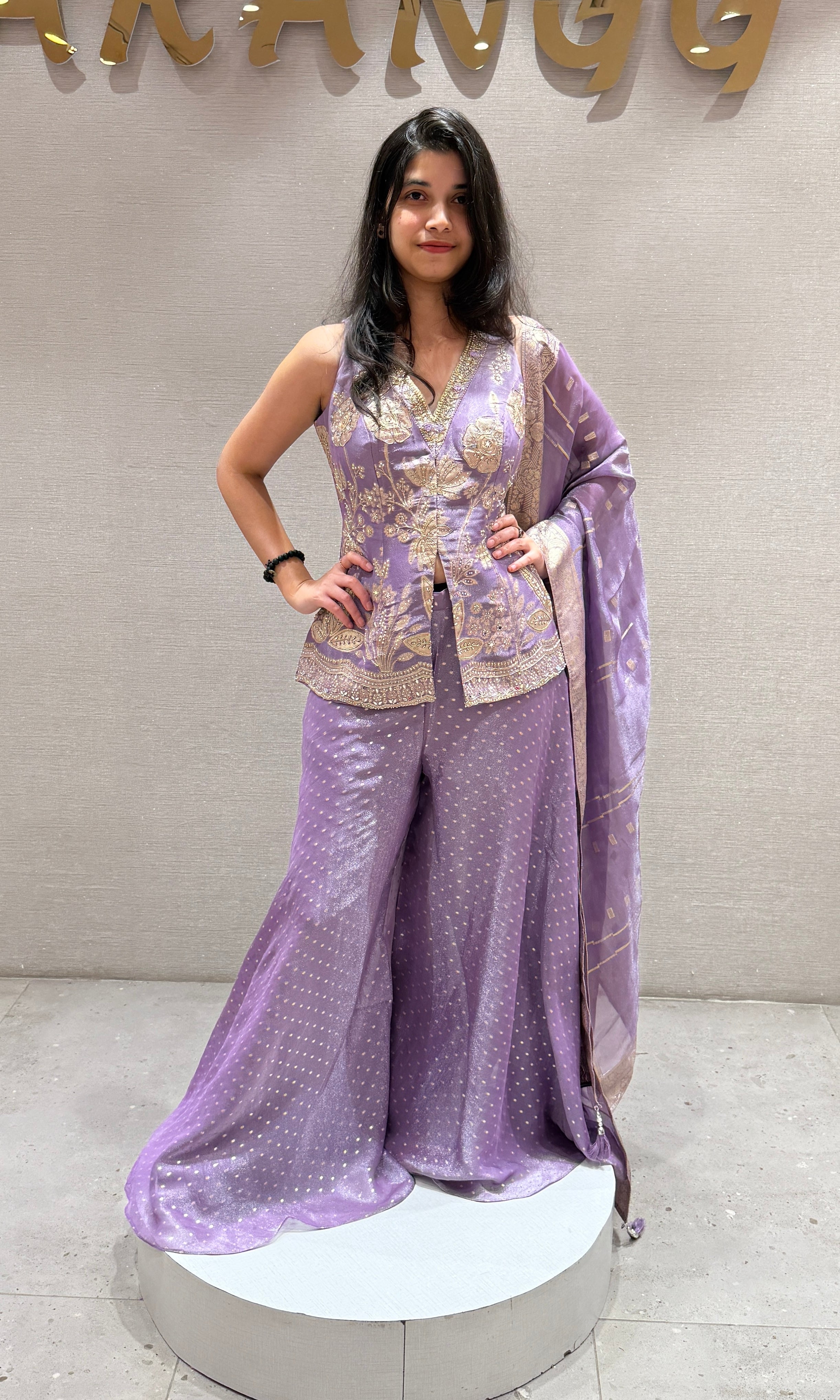 Lilac Embroidered Palazzo Set