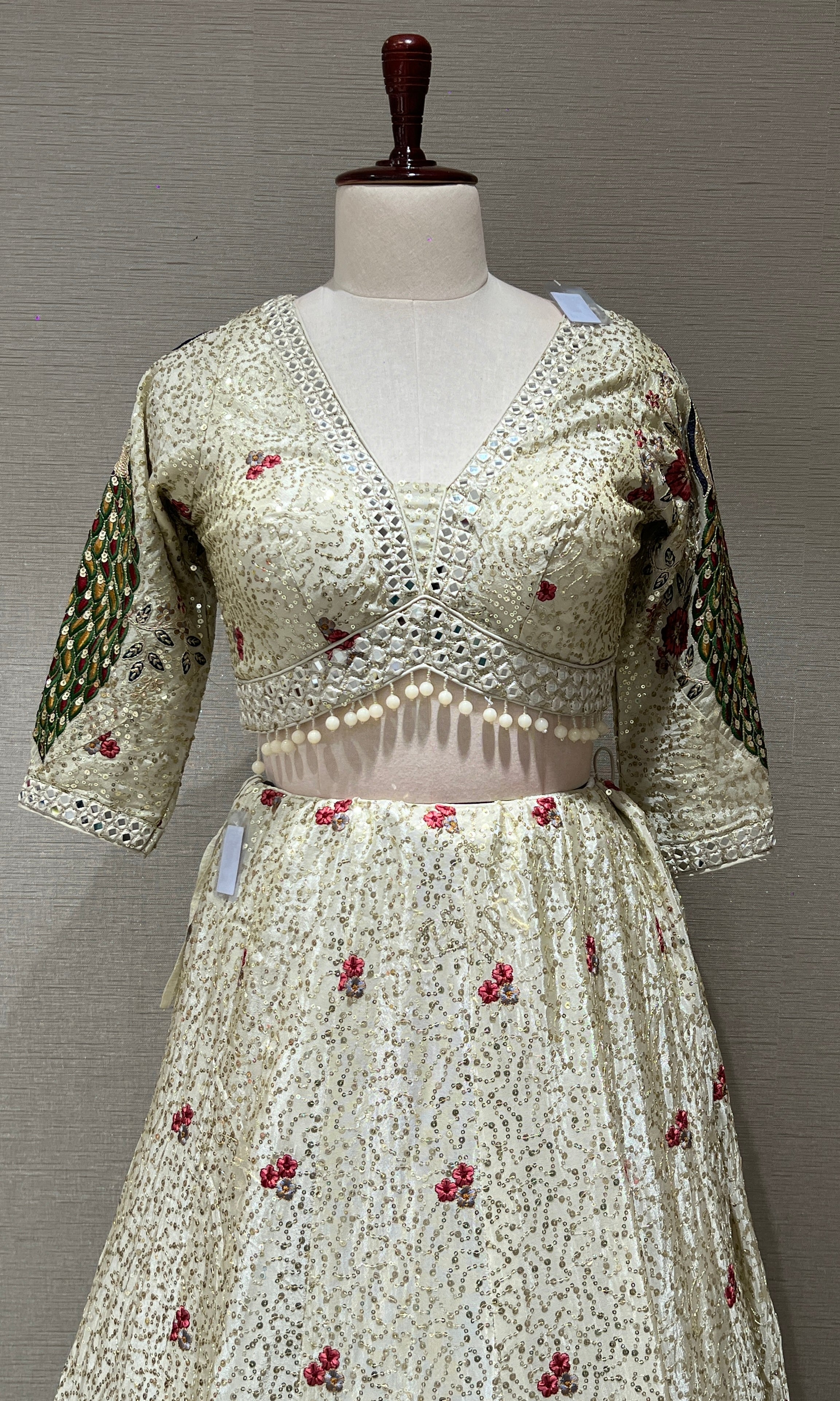 Off white Peacock Embroidered Lehenga Set