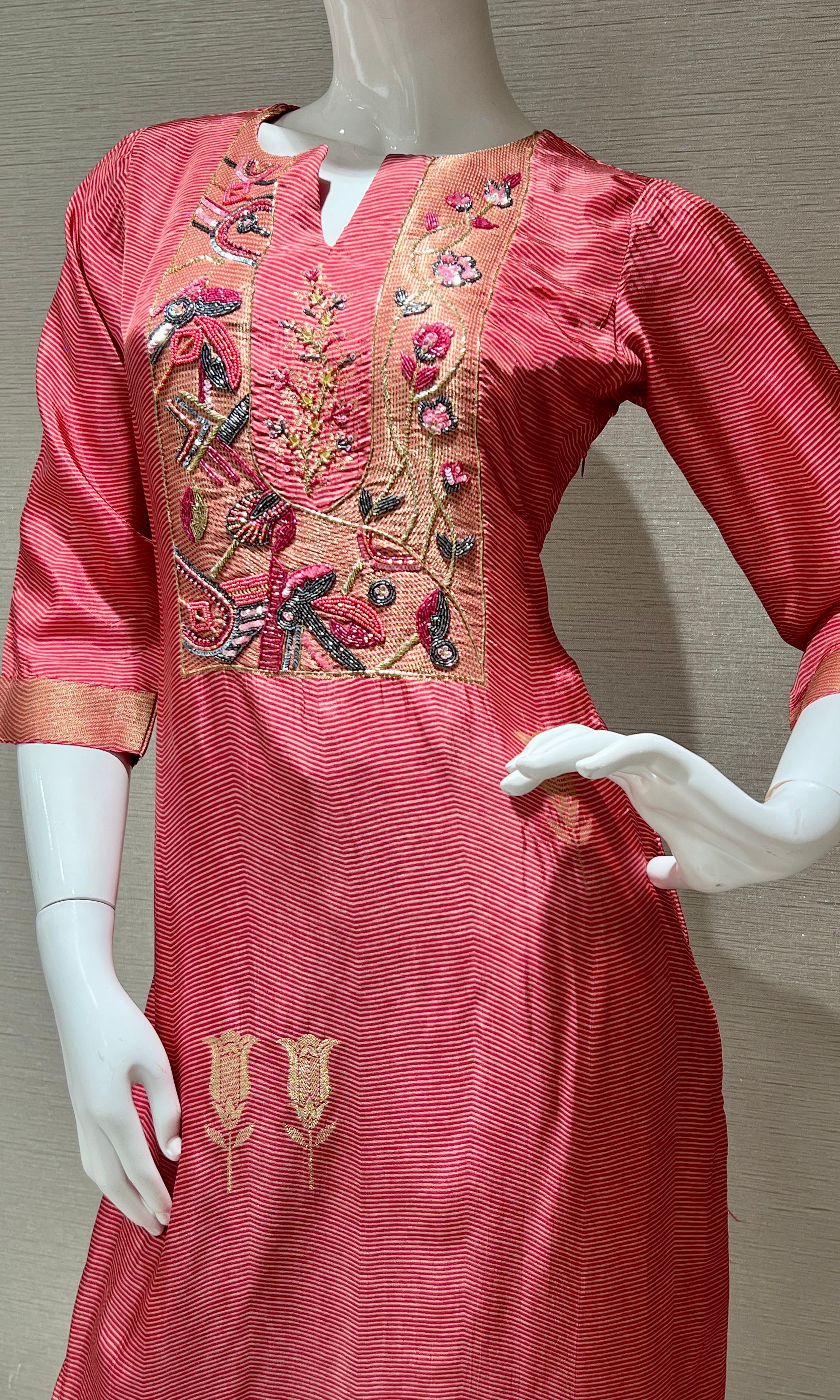 Pink and black ensemble kurta set