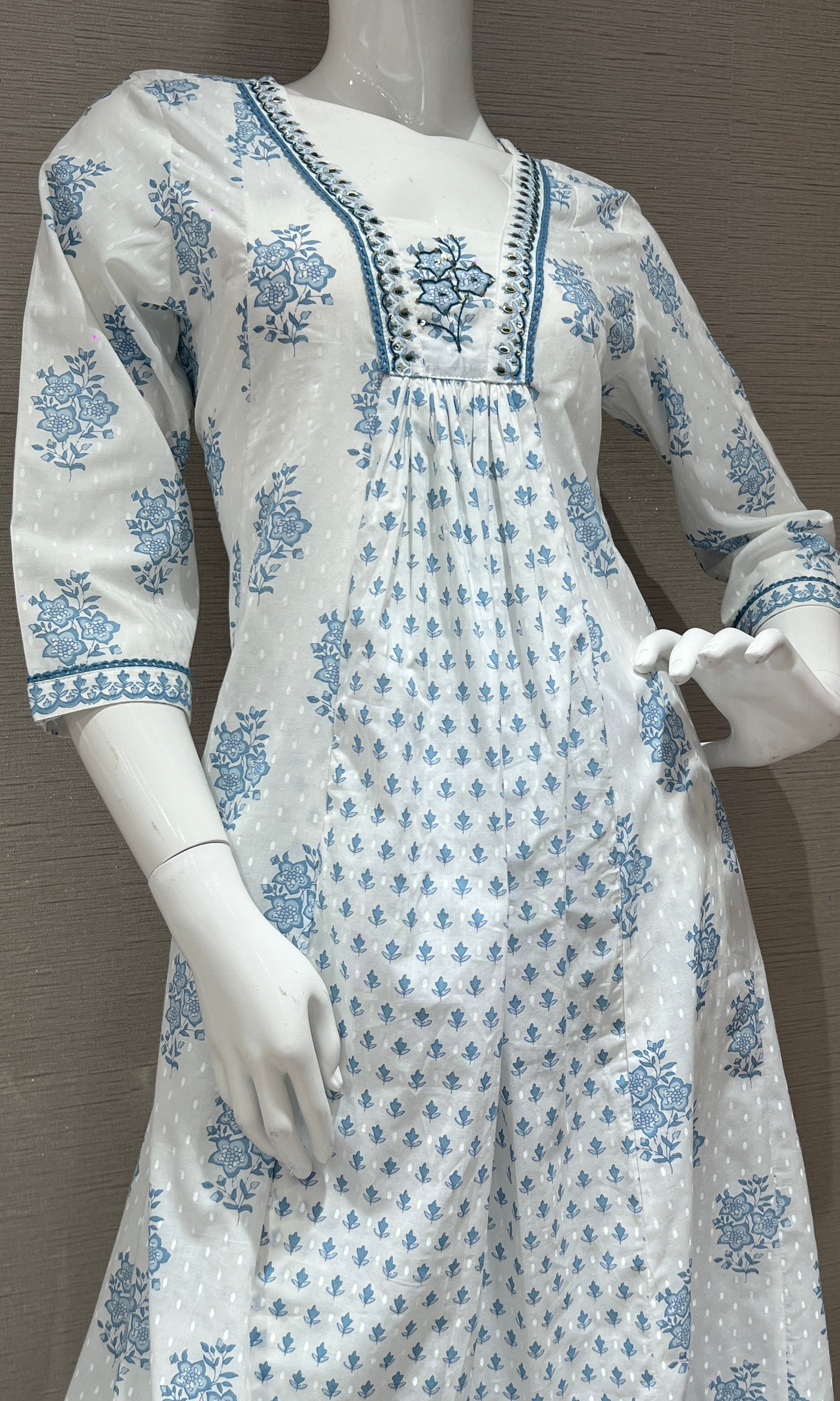 Blue Anarkali frock with straight pant k222
