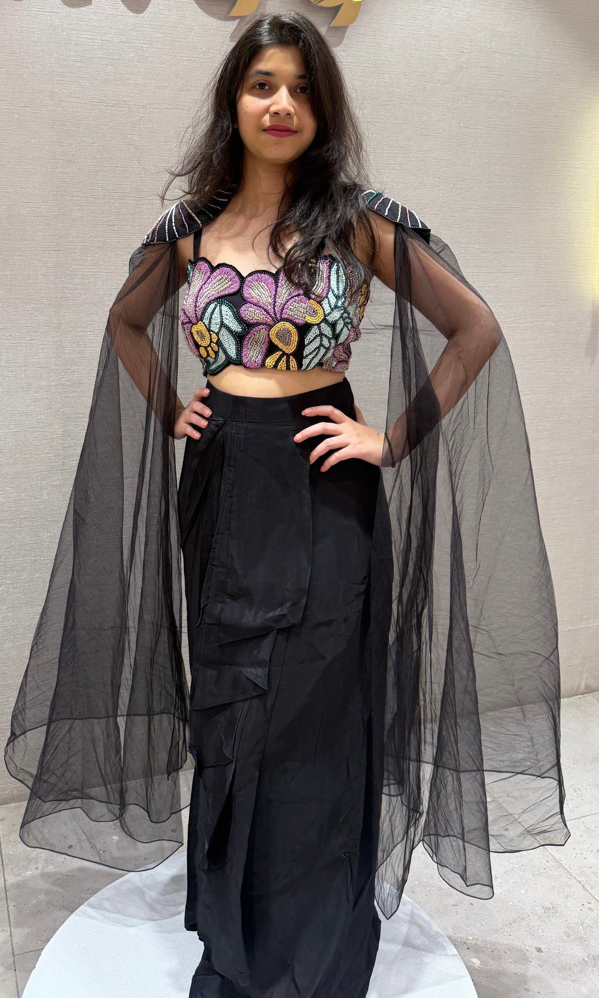 BLACK EMBROIDERED INDO WESTERN DRESS