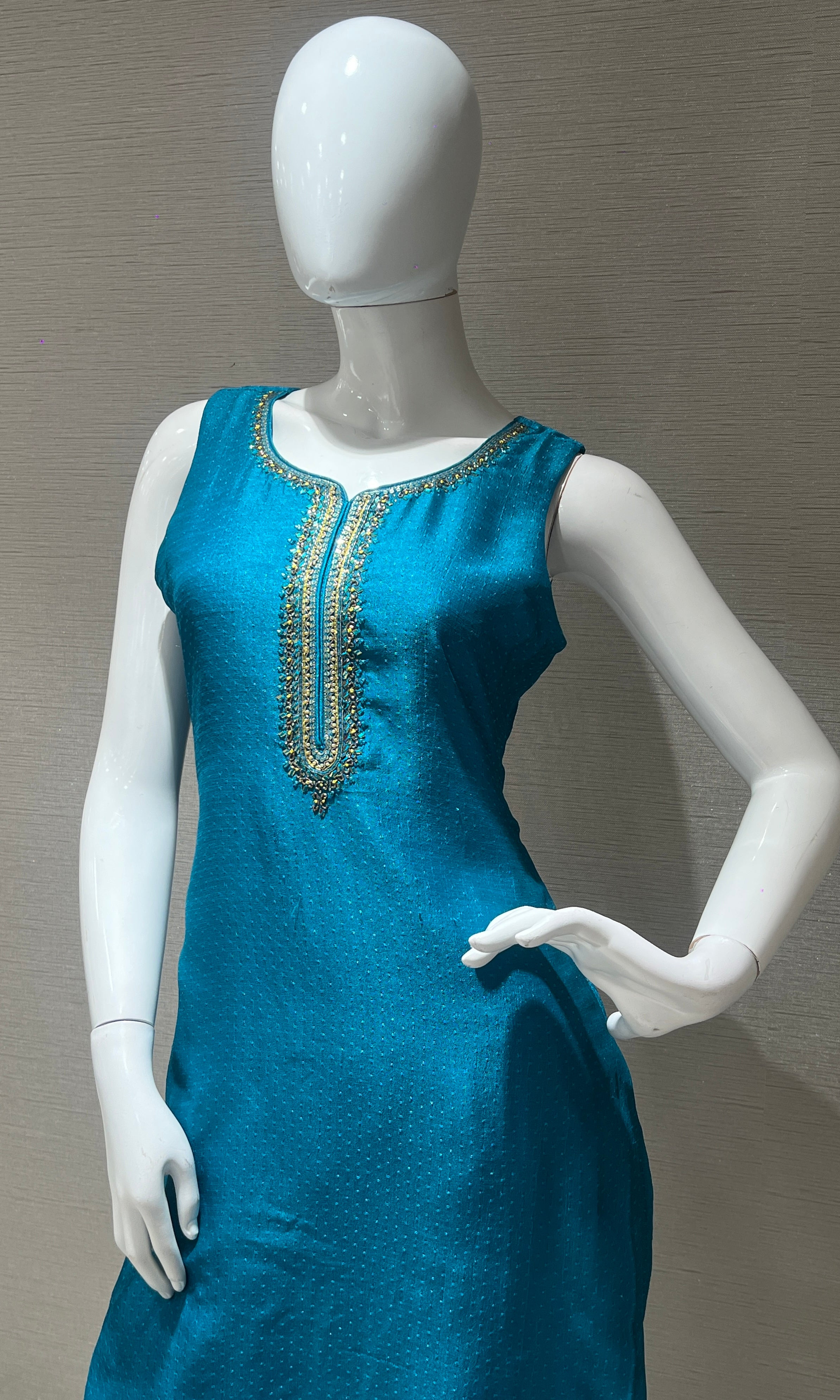 Blue Embroidered Kurta Set with Dupatta