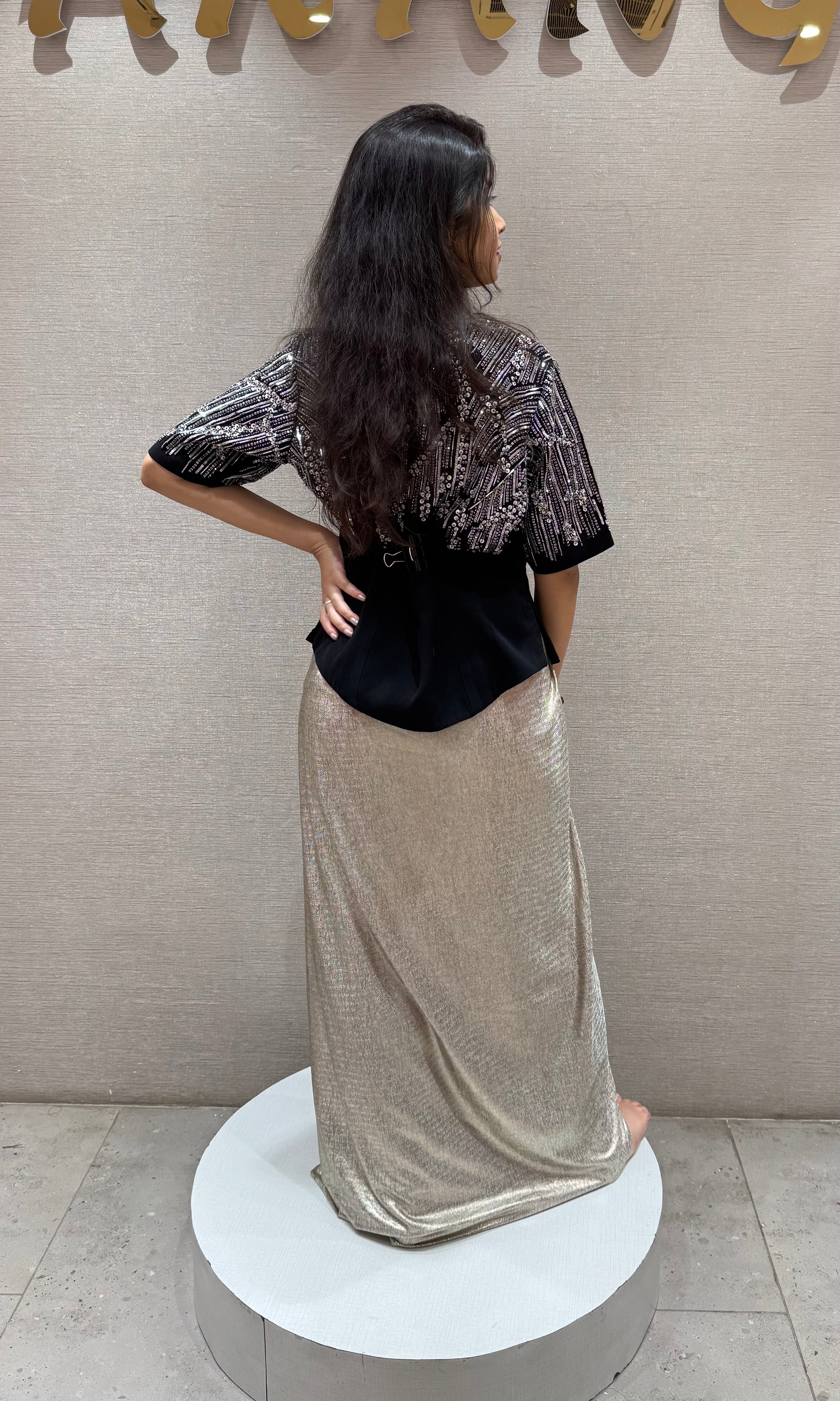 Black 3 PIECE INDO WESTERN DRESS