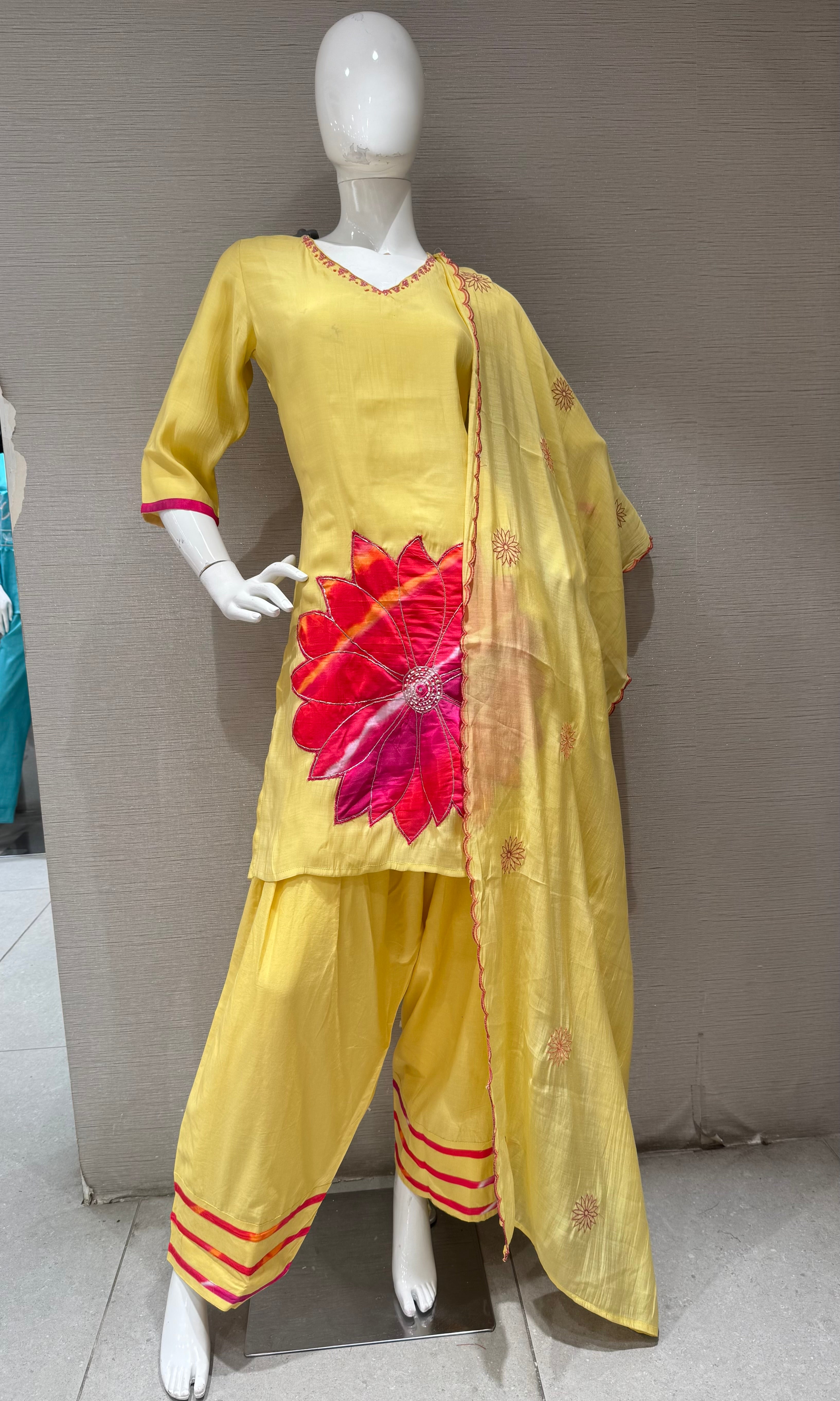 Light Yellow Floral Farsi salwar kurta set