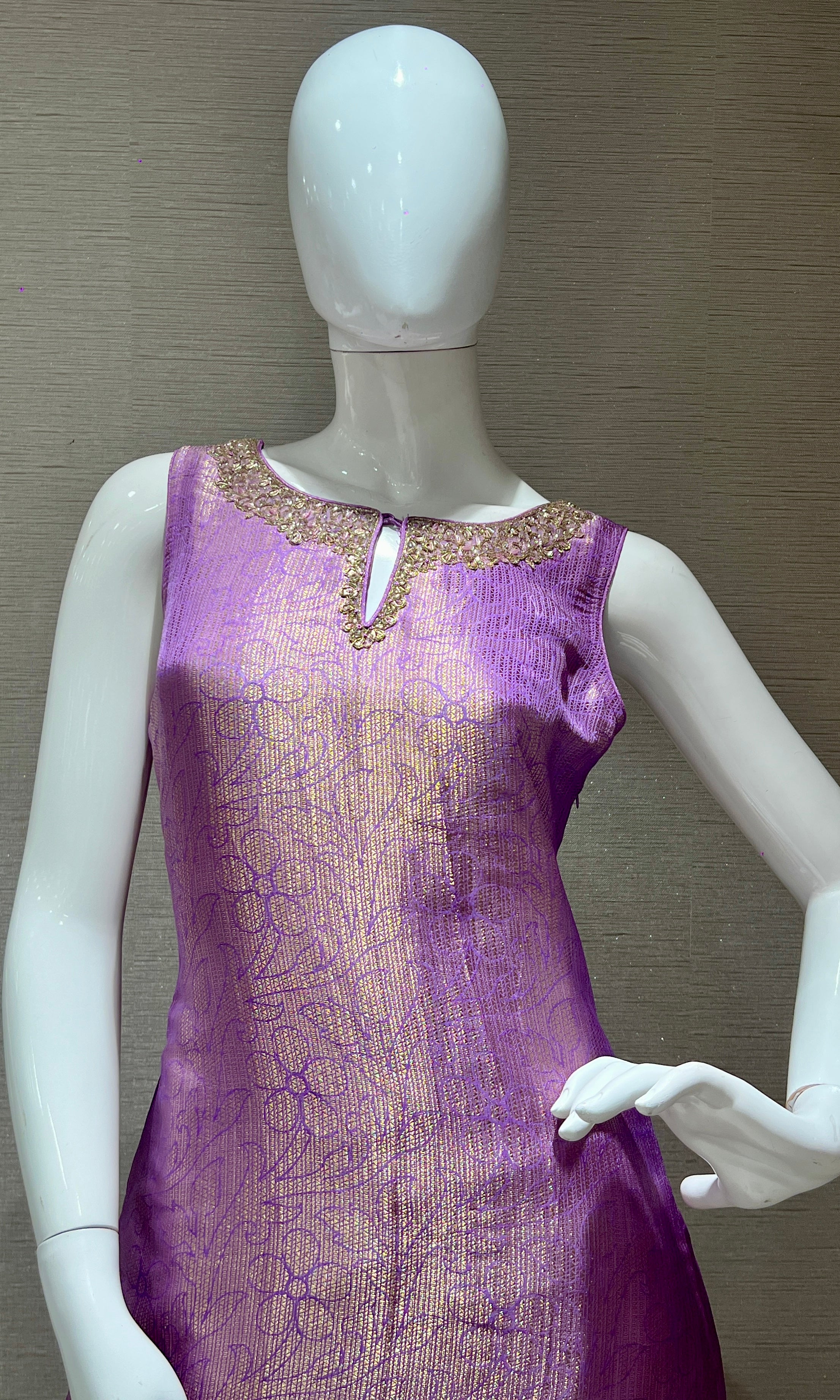Lilac gold embroidered kurta set
