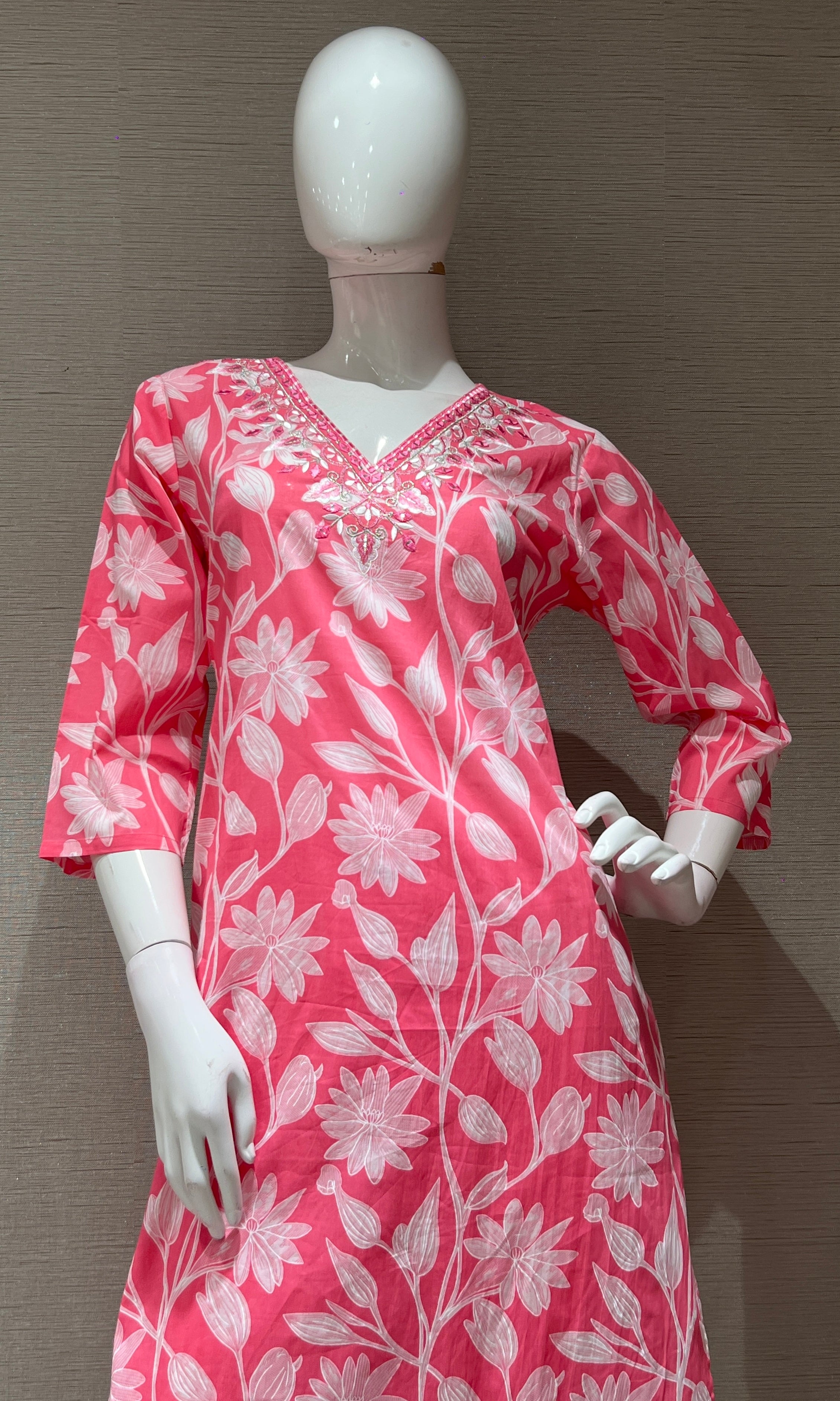 Pink FLORAL PRINT kurta set