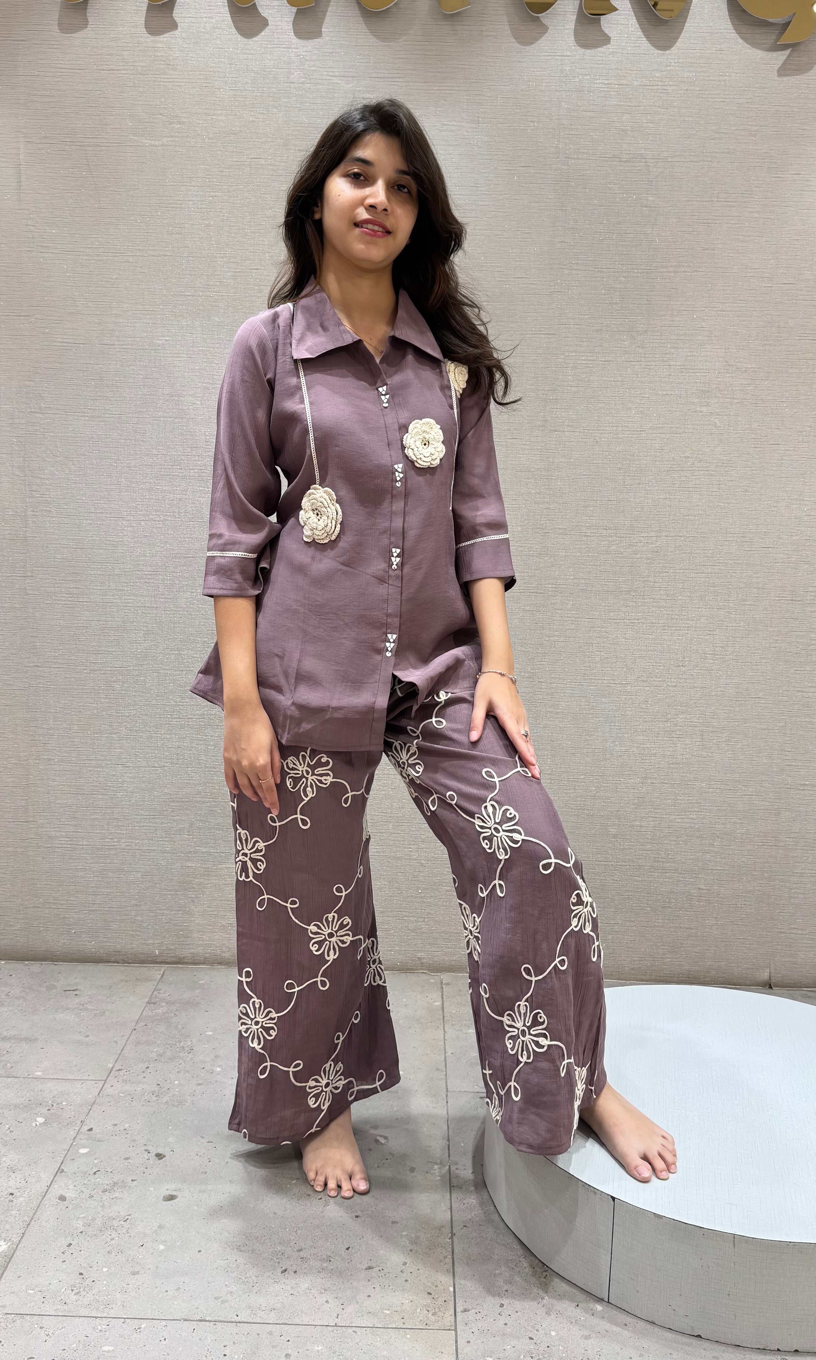 Mauve Blossom Shirt cord set