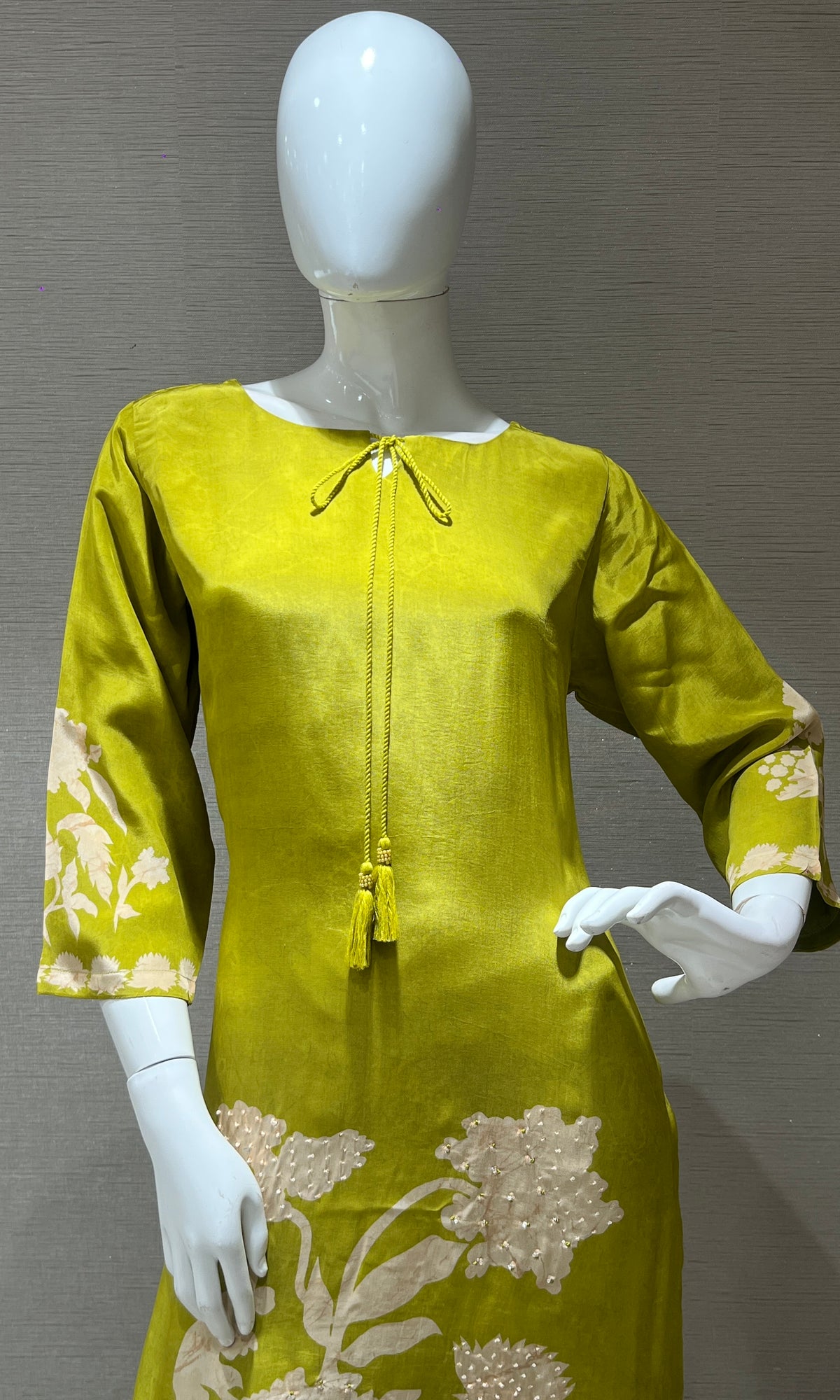 Olive Green Floral Kurti top