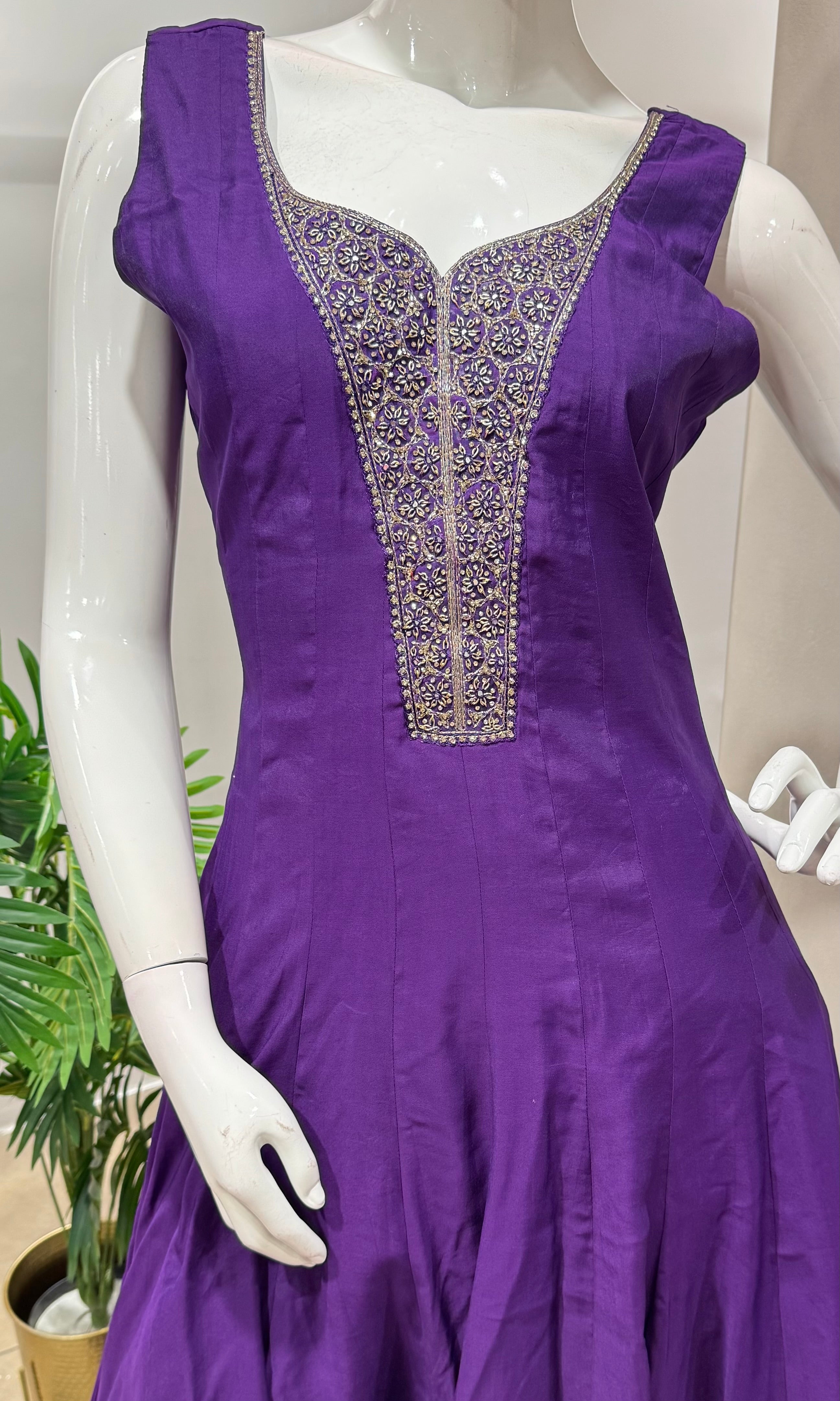 Purple GOLD EMBROIDERY ANARKALI