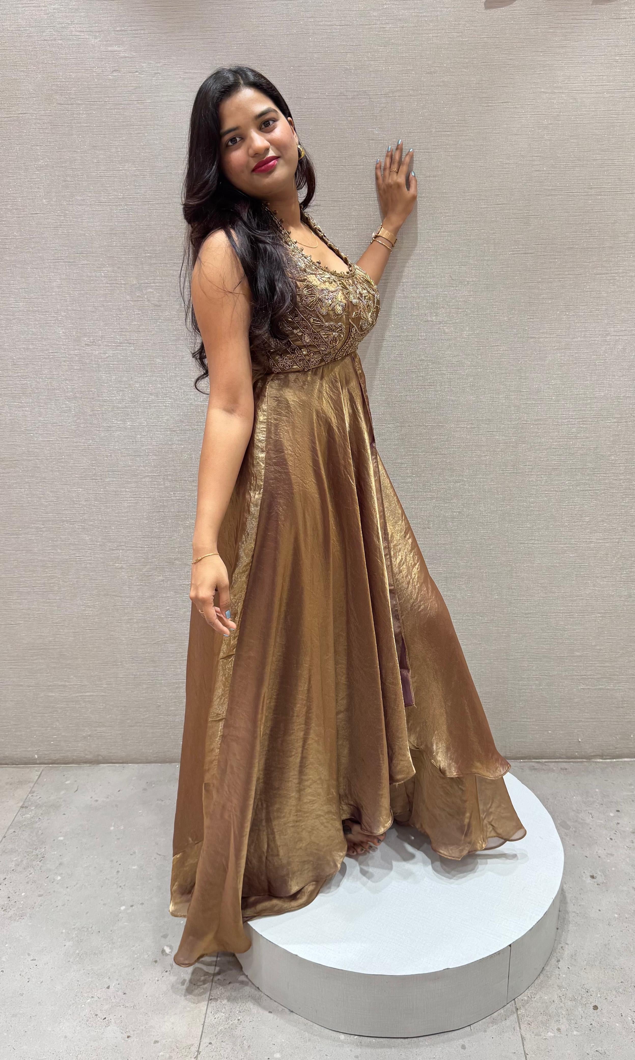 Brown FRONT SLIT PALAZZO SET