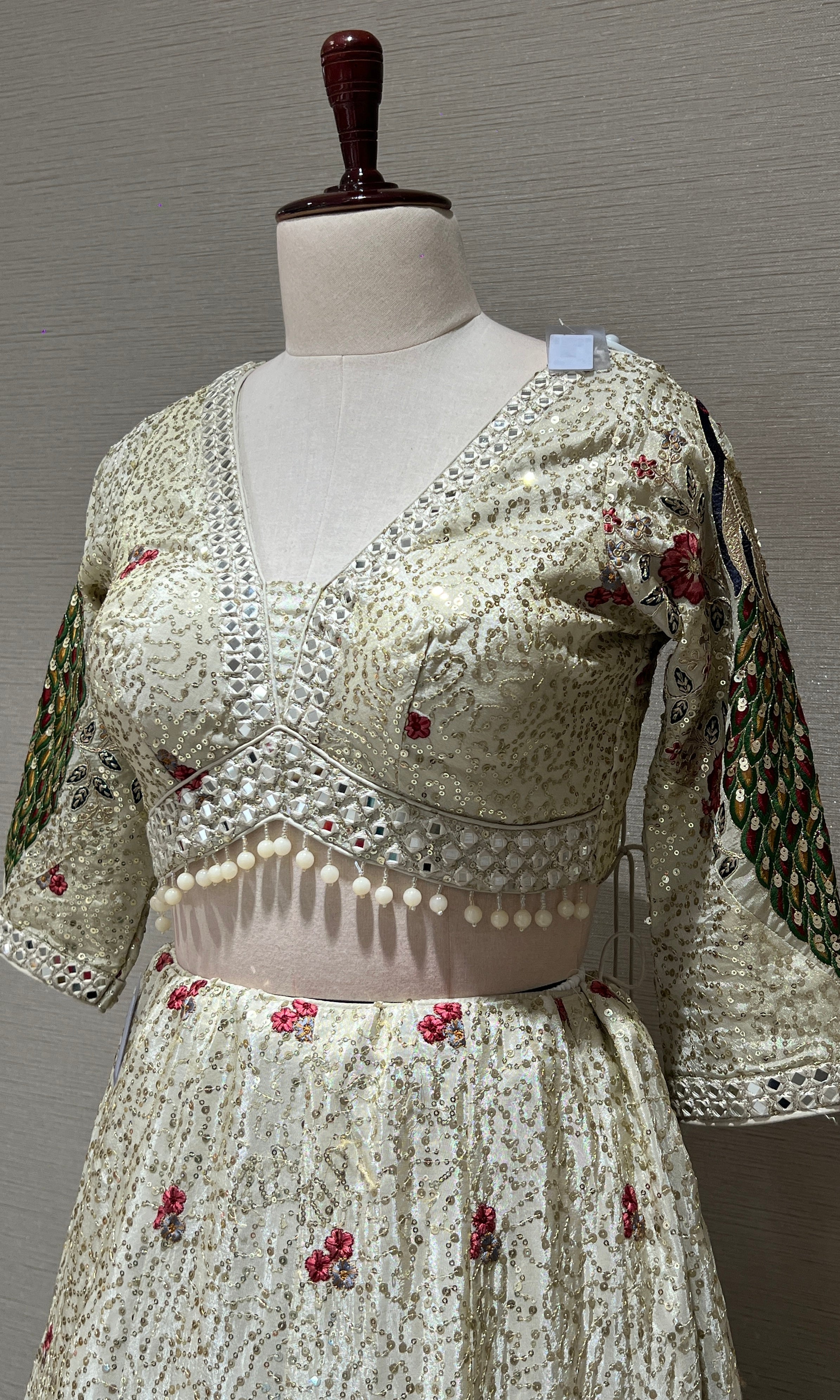 Off white Peacock Embroidered Lehenga Set