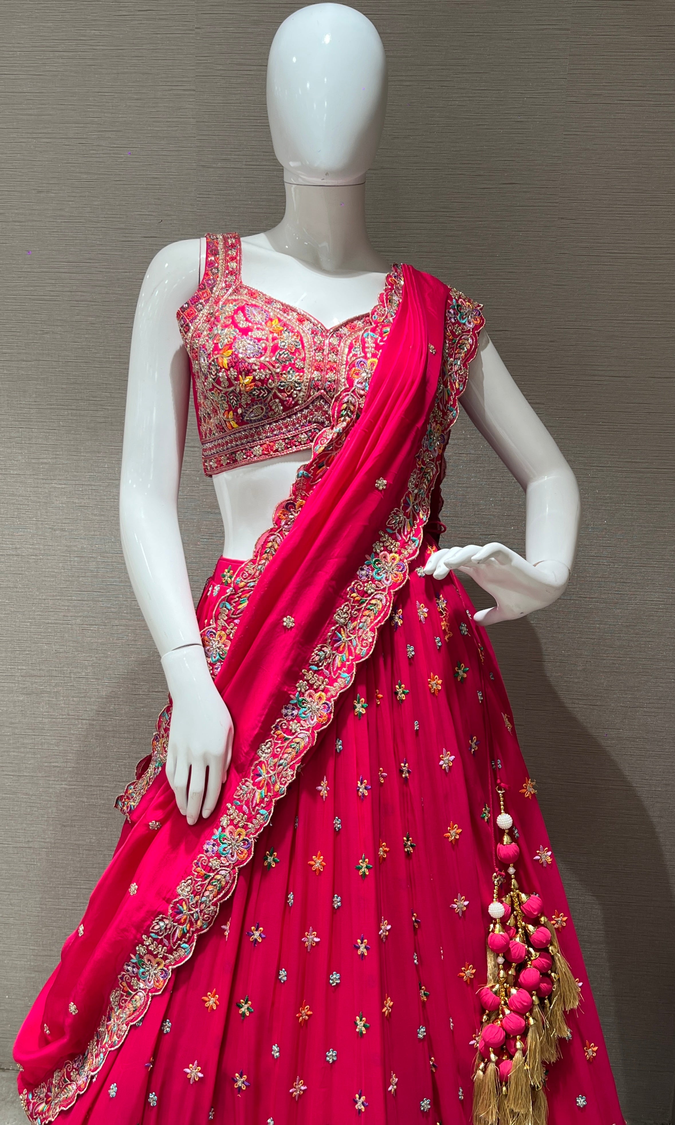 PINK LEHENGA CHOLI WITH INTRICATE EMBROIDERY