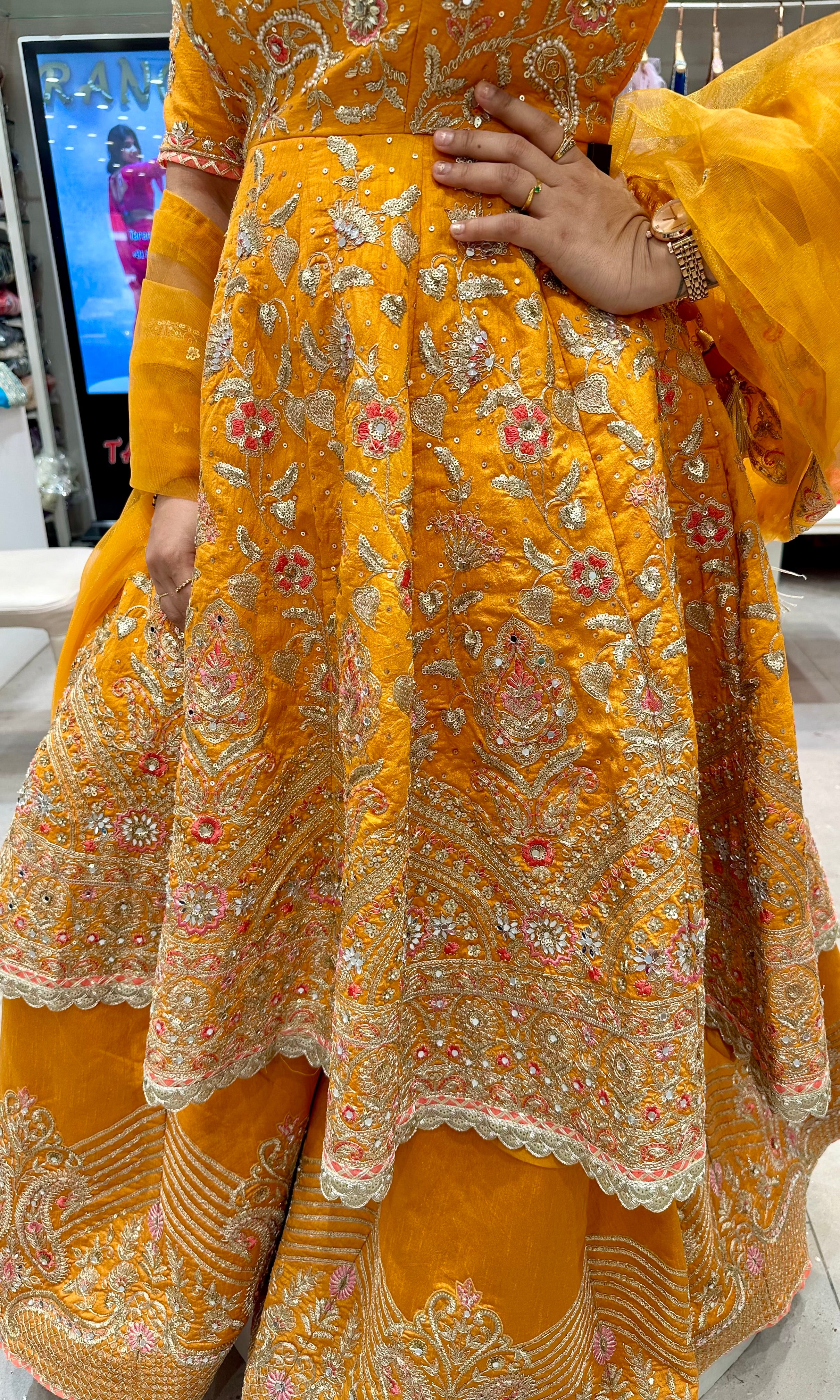 Orange peplum and palazzo