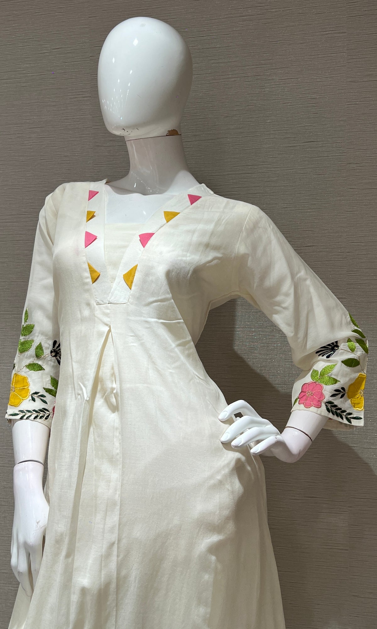 Half white FLORAL kurta set