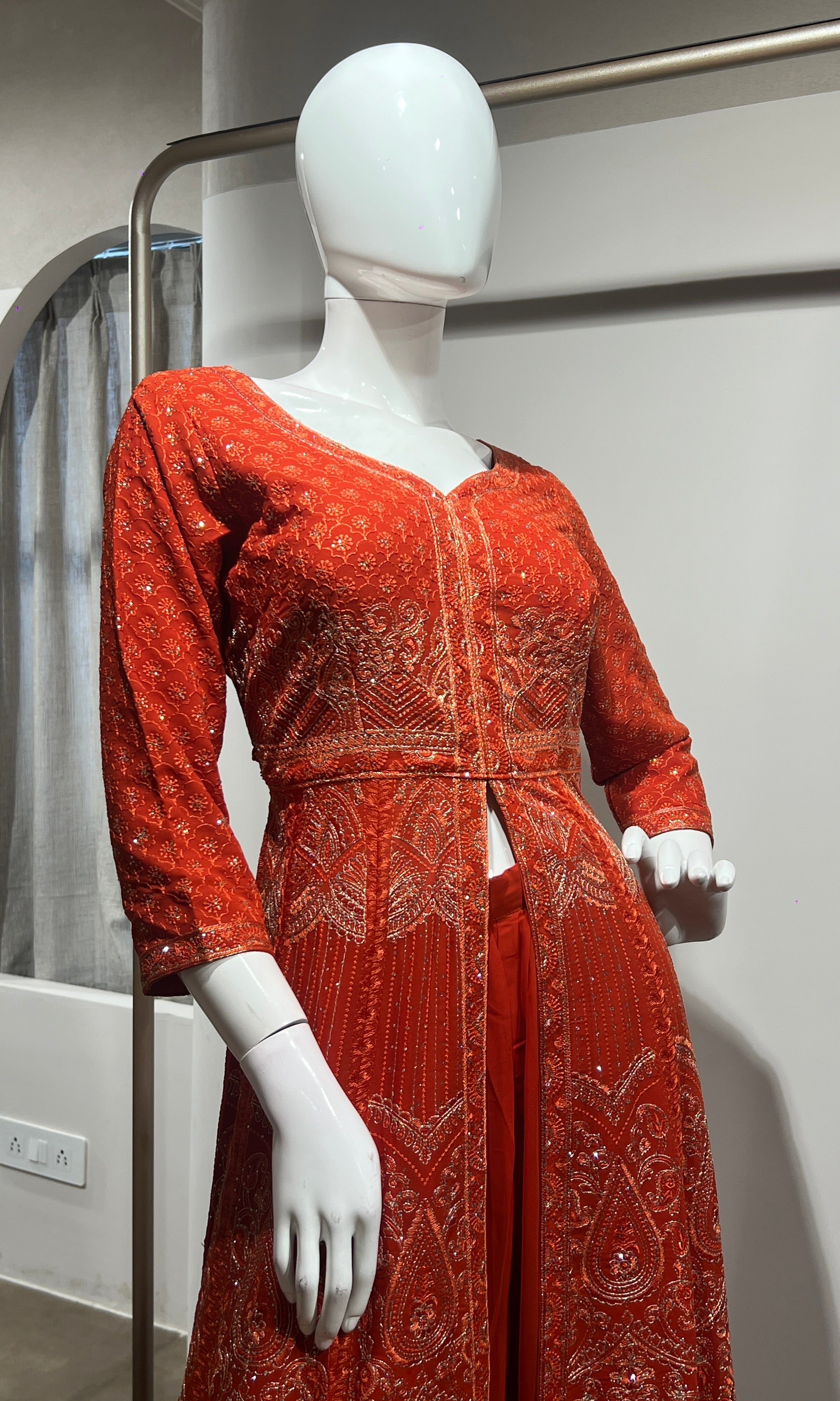 Orange FRONT SLIT ANARKALI SET