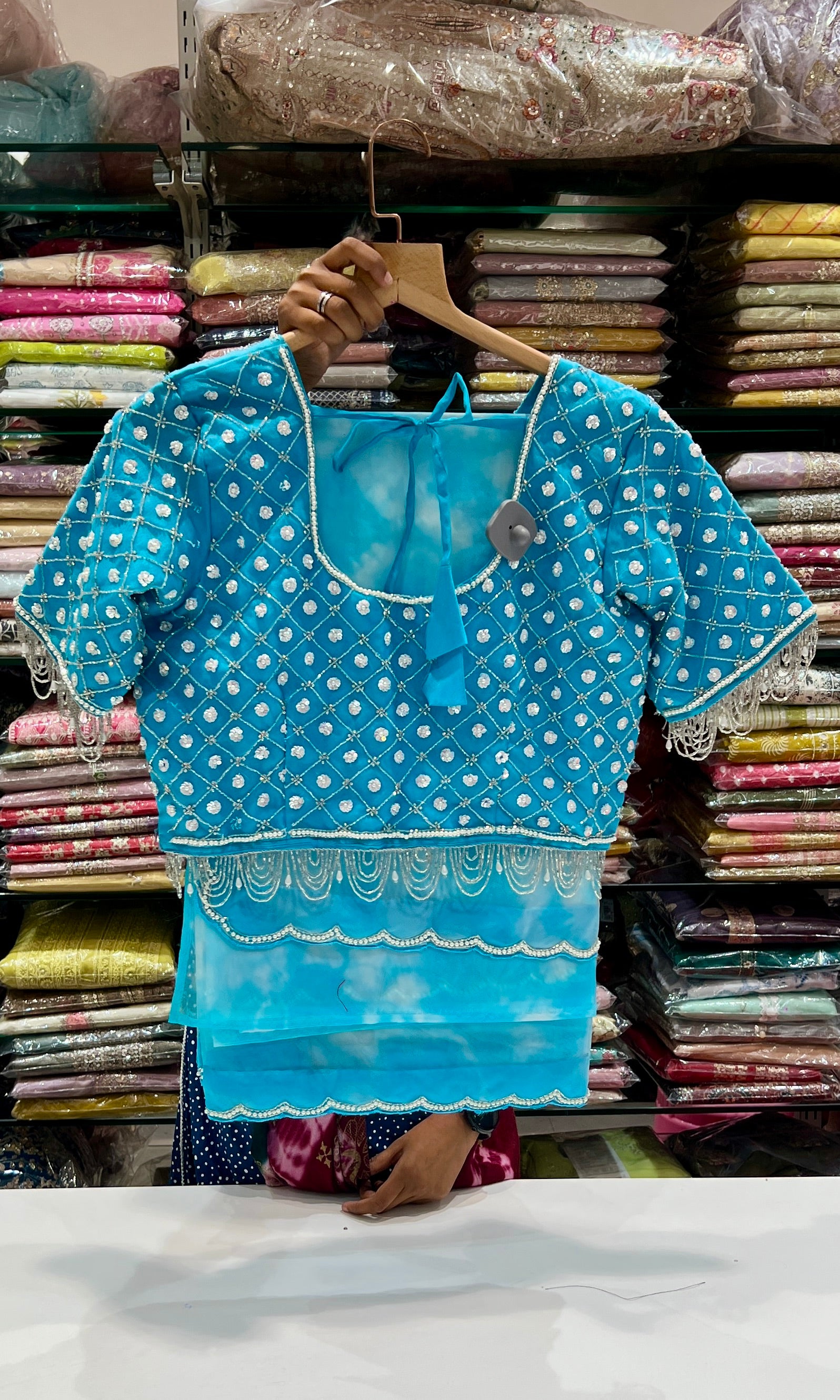 Blue Tie and Dye saree with ready blouse