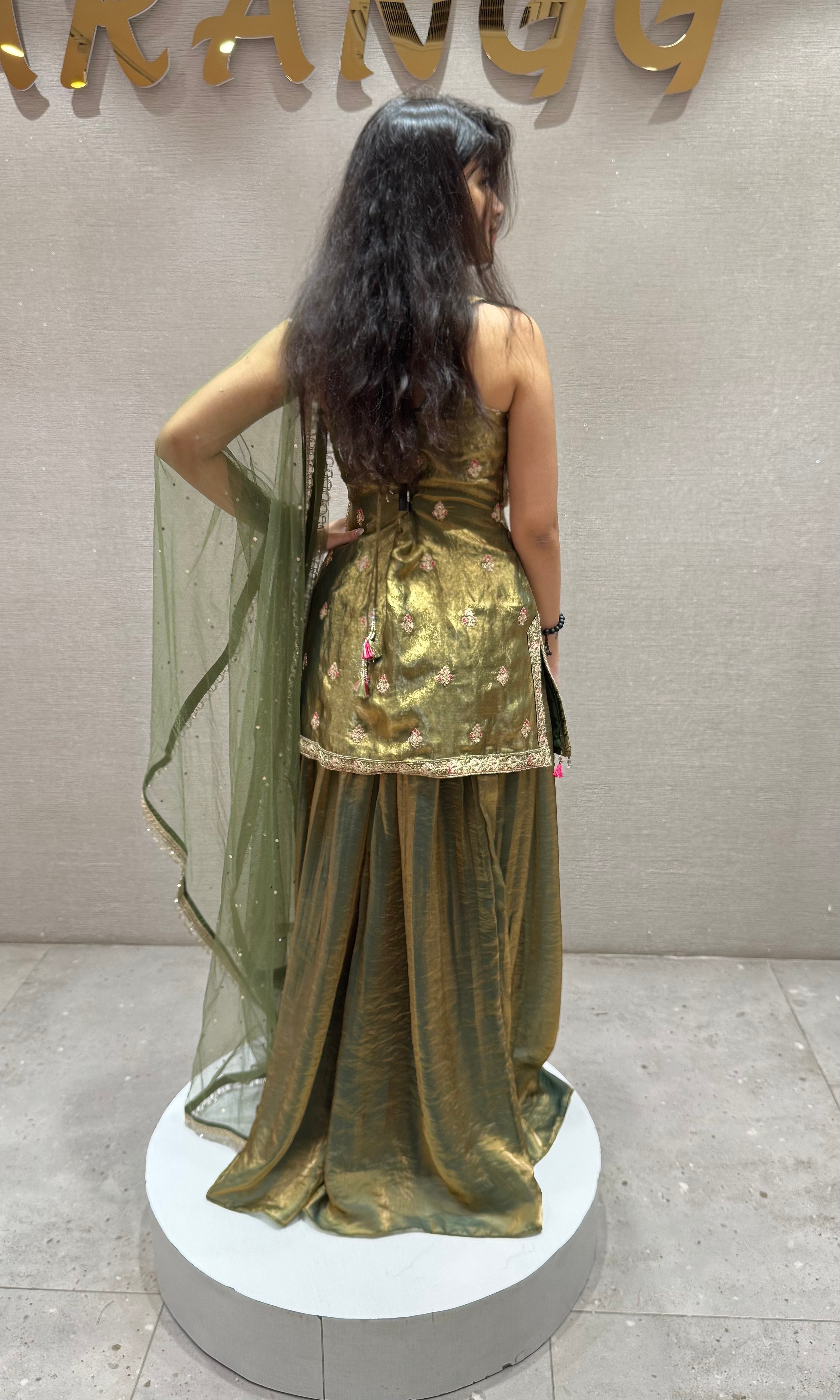 Green EMBROIDERED SHARARA SET