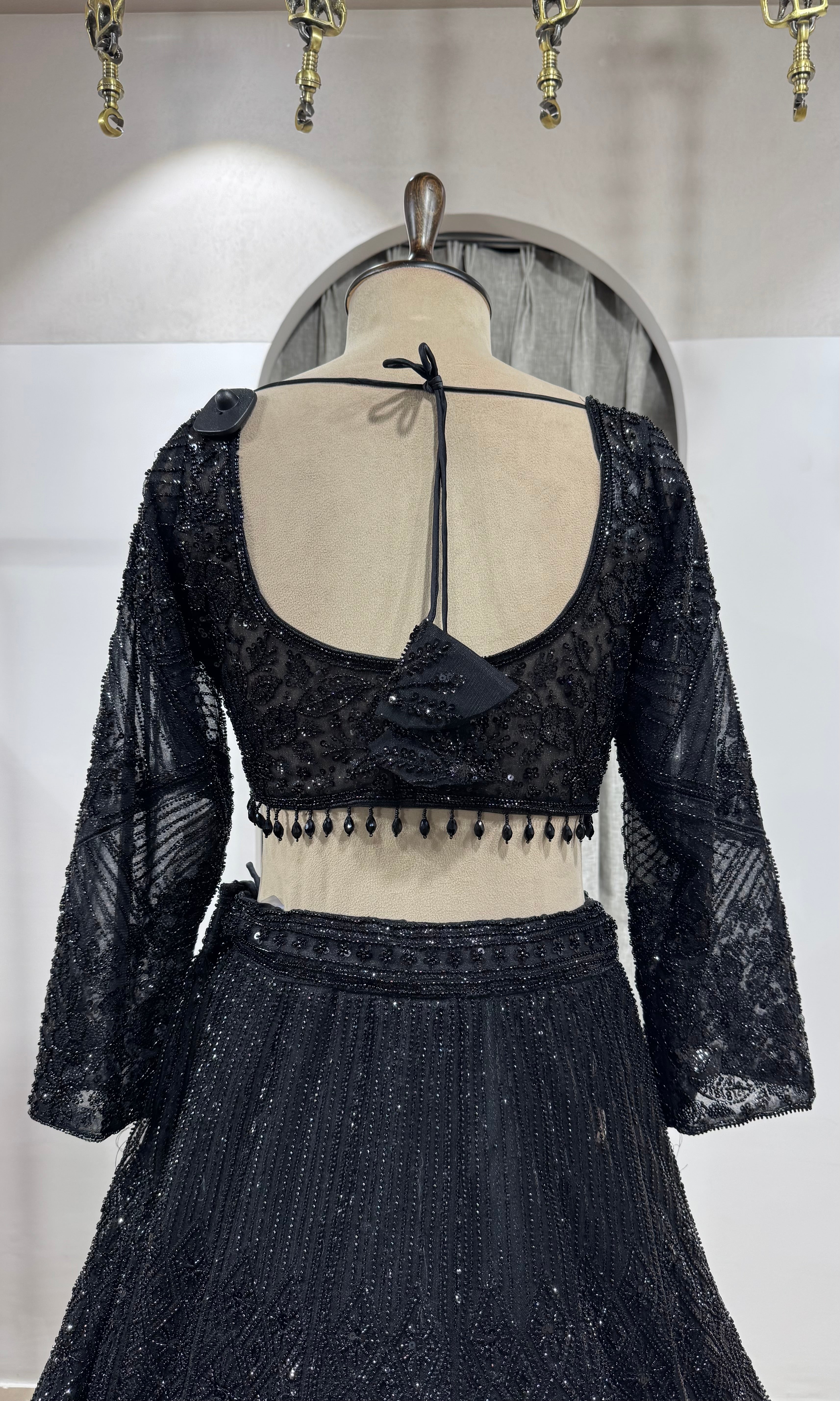 BLACK CLASSIC CRYSTAL WORK LEHENGA