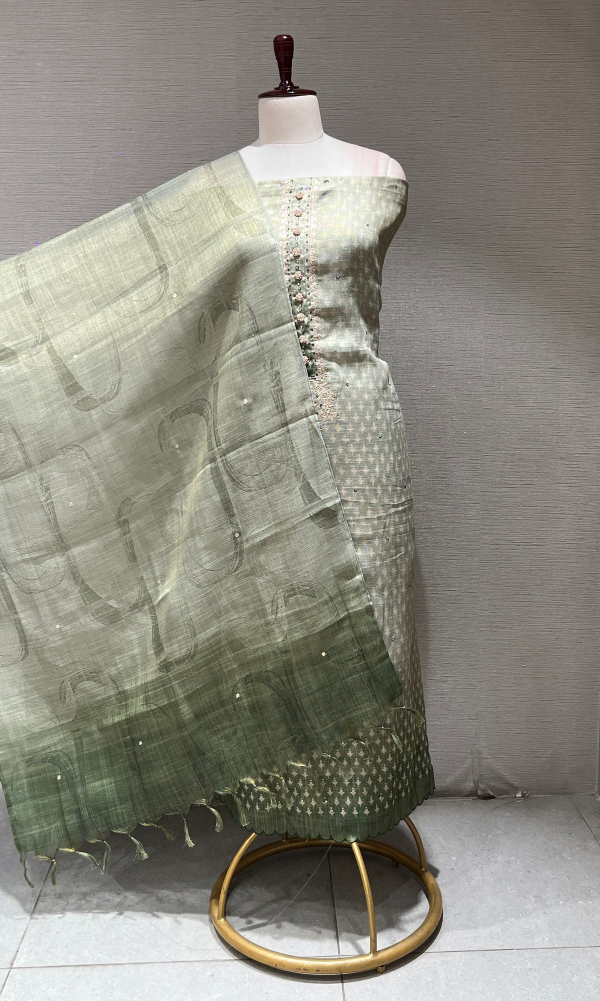 PISTA GREEN DRESS MATERIAL