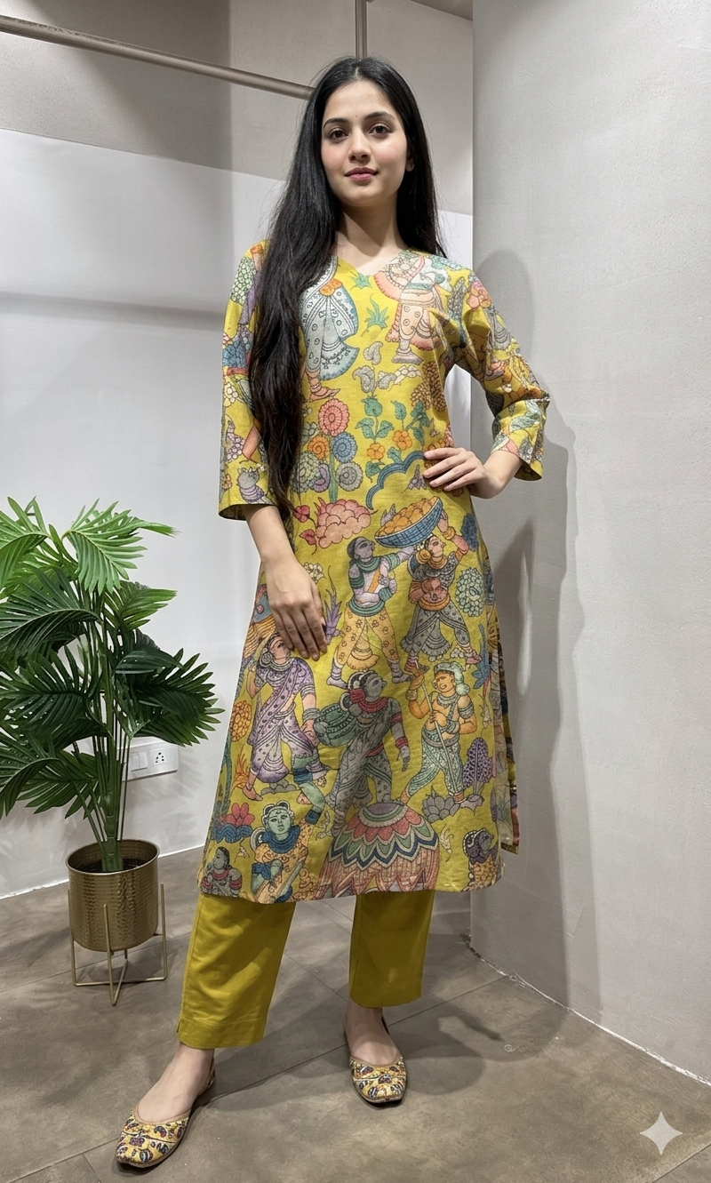 Mehandi green printed kurti with bottom