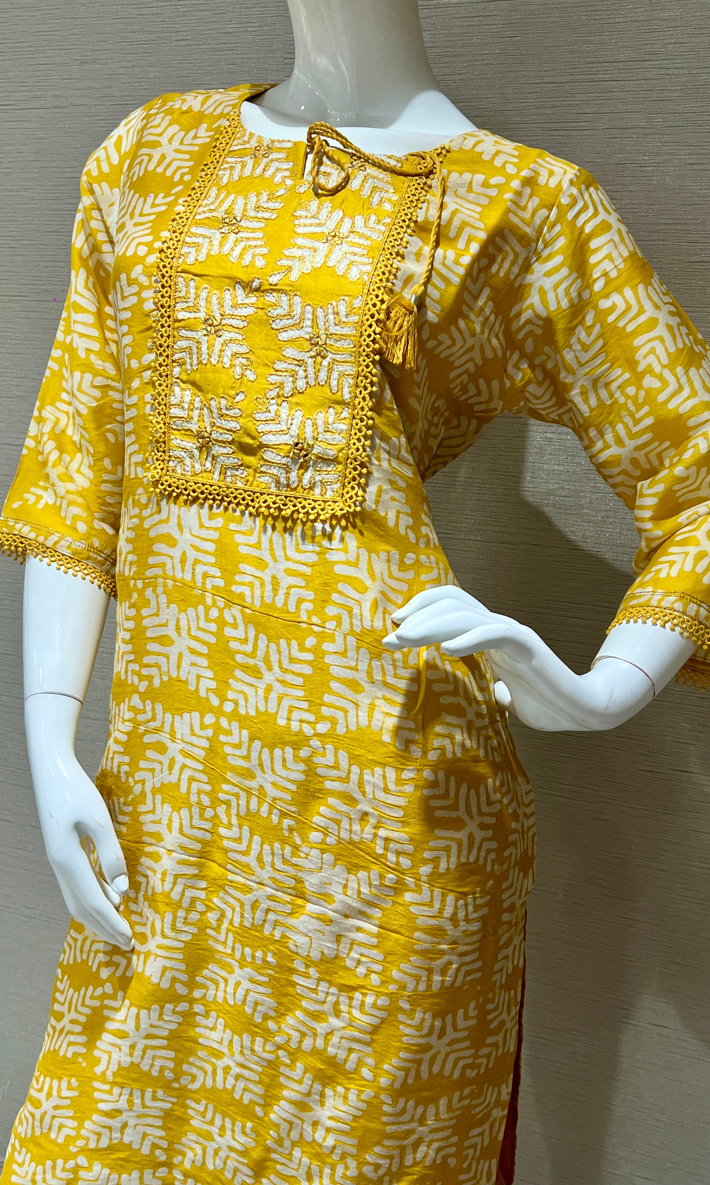 Yellow Printed Kurta Set with Dupatta