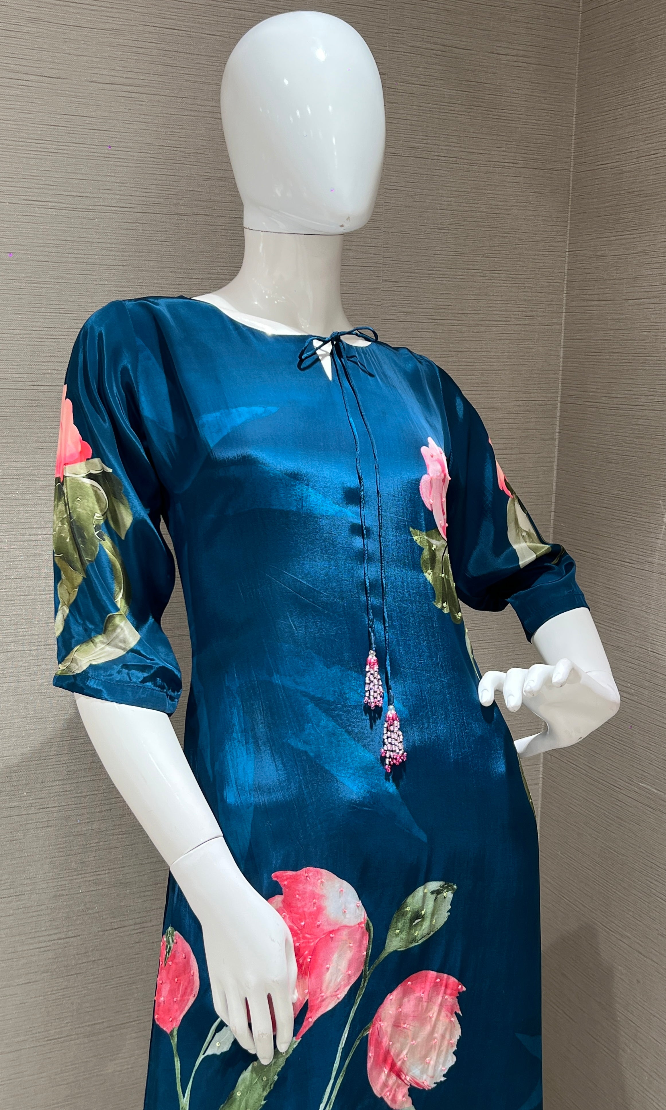 Navy blue floral print Kurti top