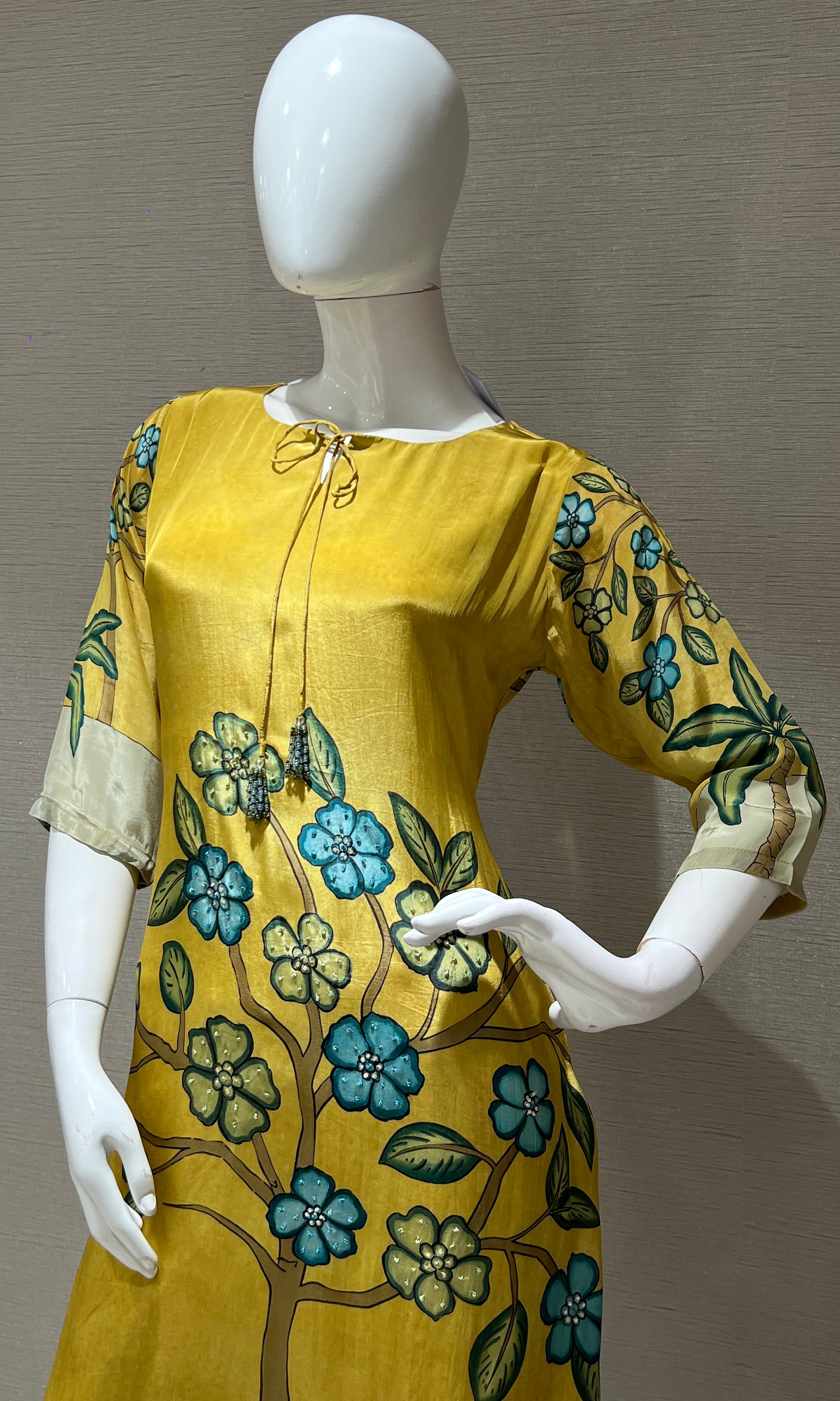 Mehandi green floral print Kurti top