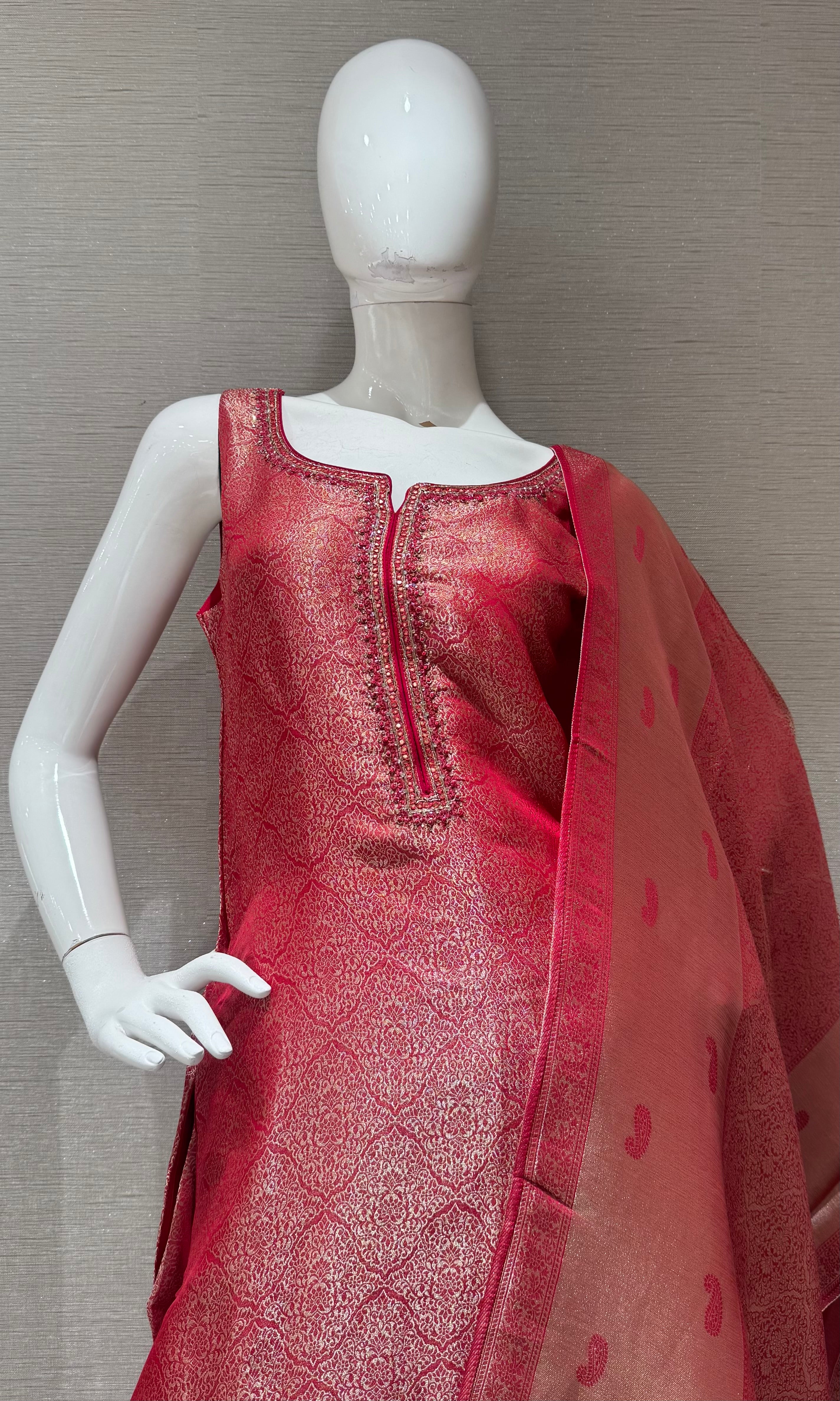 Rani Ethnic Kurta Set with Banarasi Dupatta