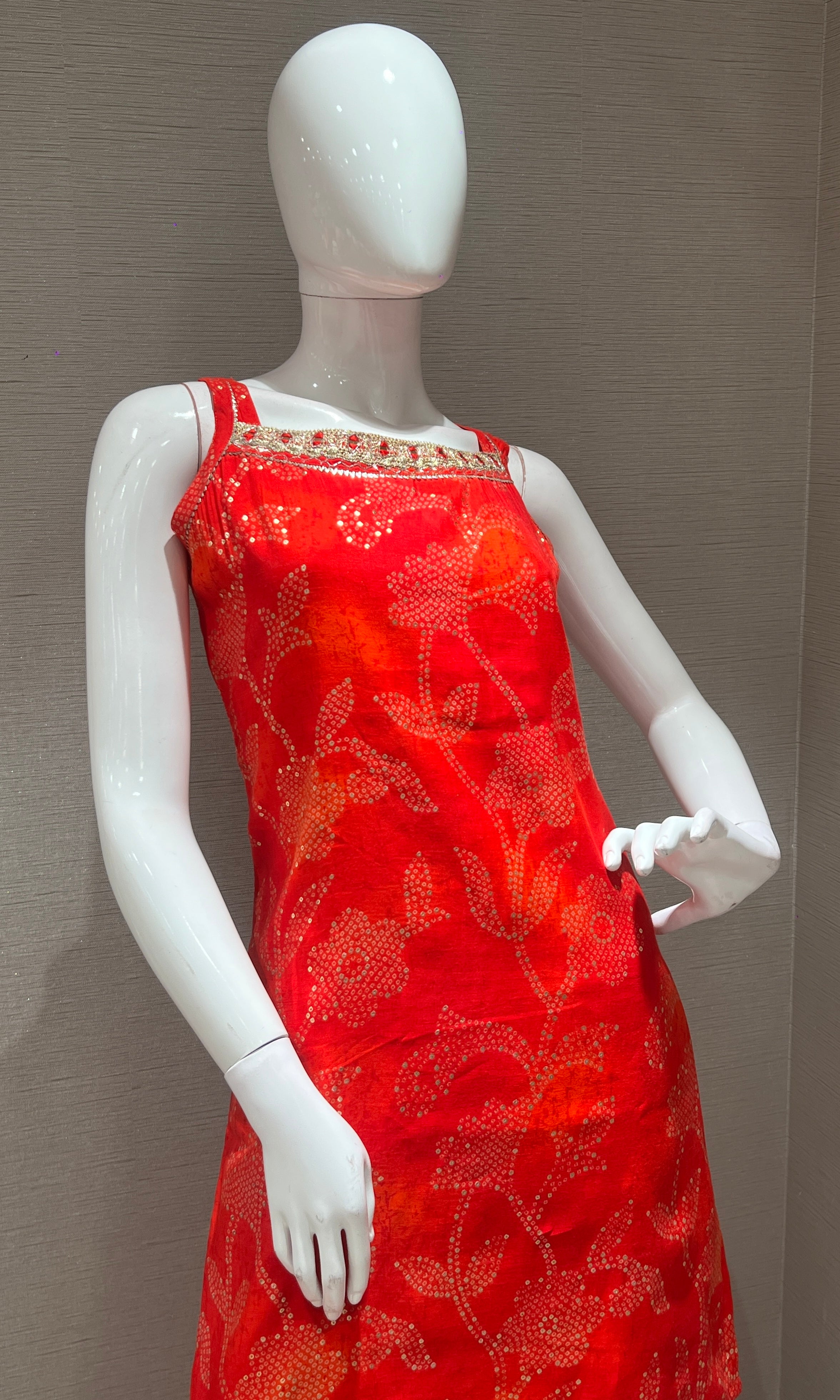 Red FLORAL EMBROIDERED SHARARA SET