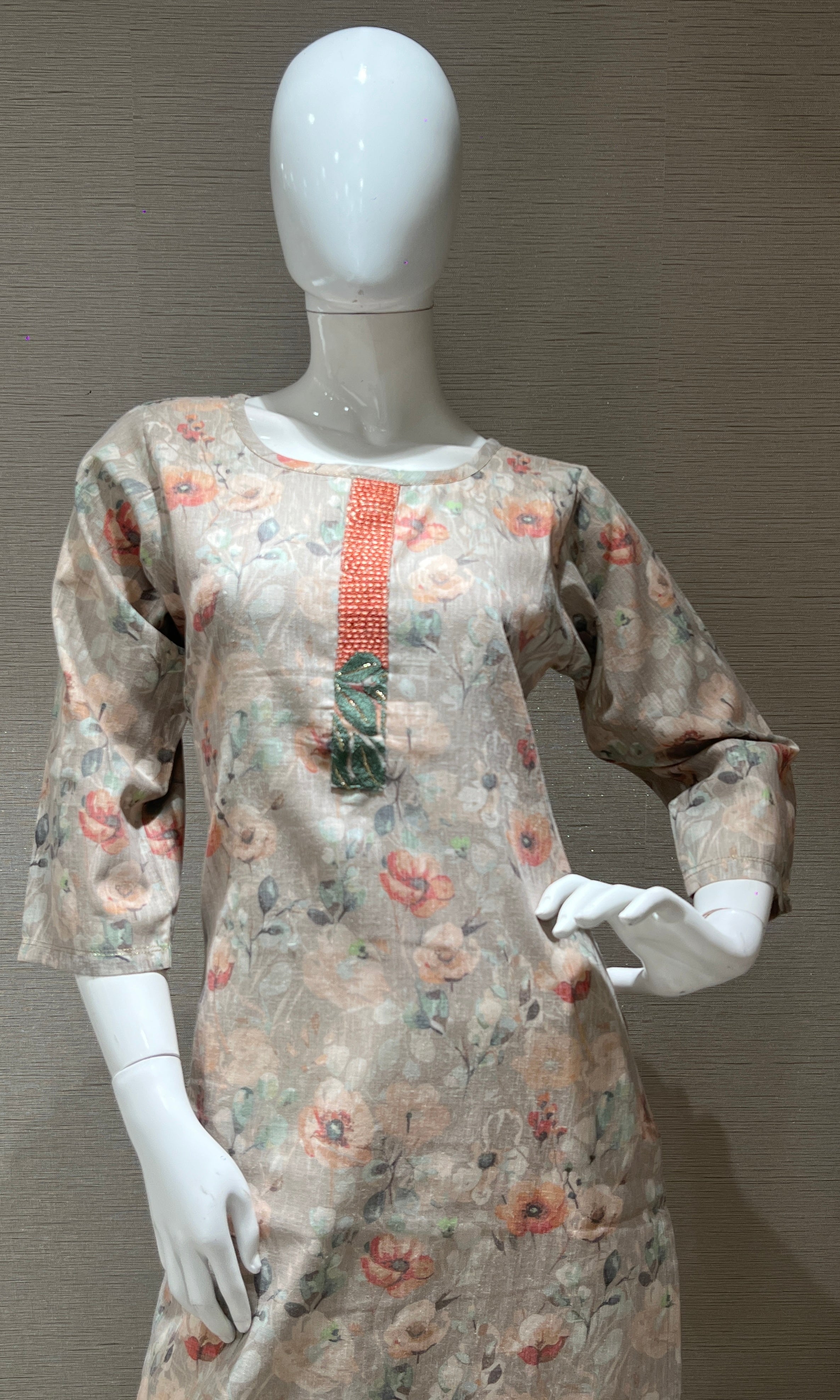 grey floral printed kurti top