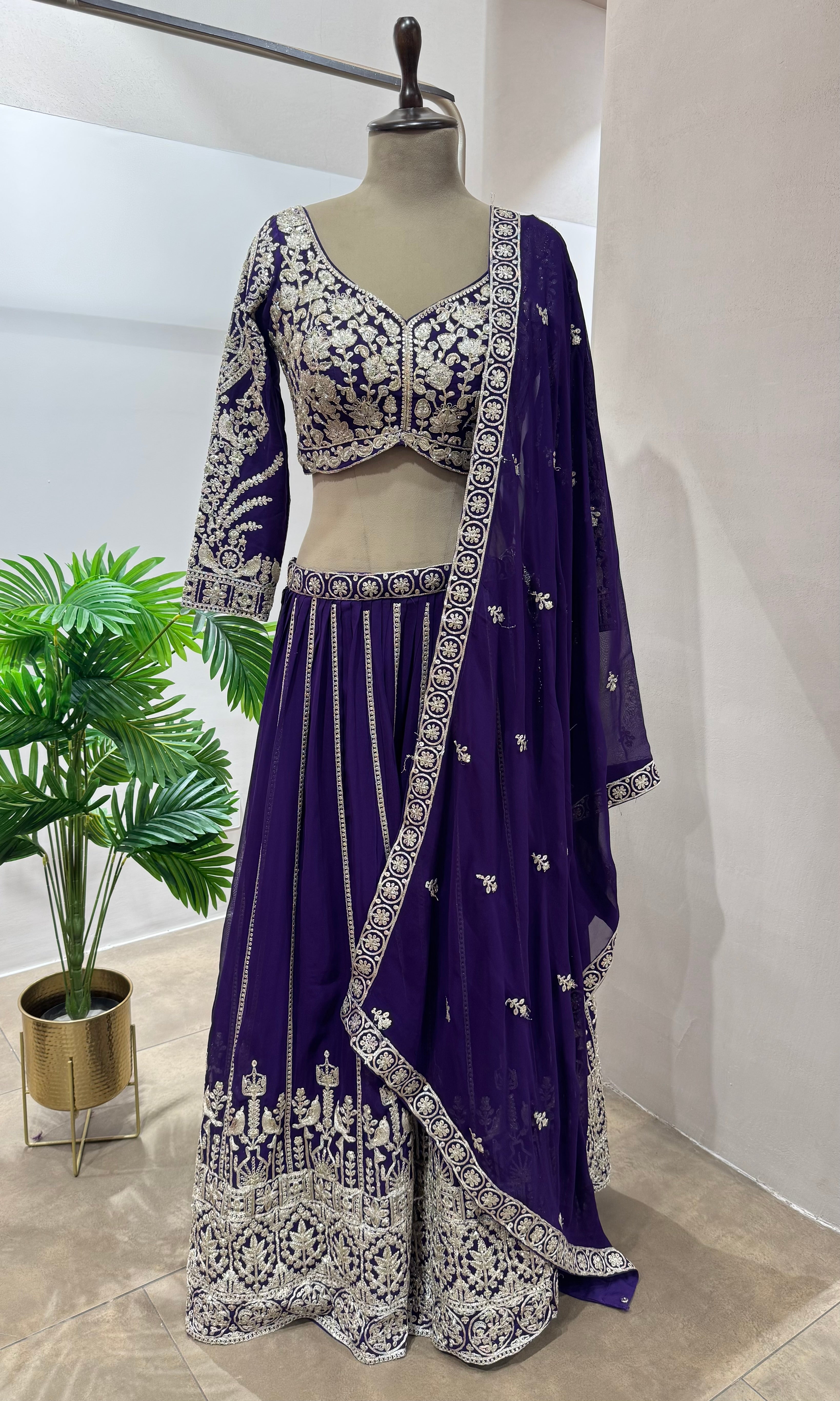Purple HEAVY EMBROIDERED LEHENGA SET