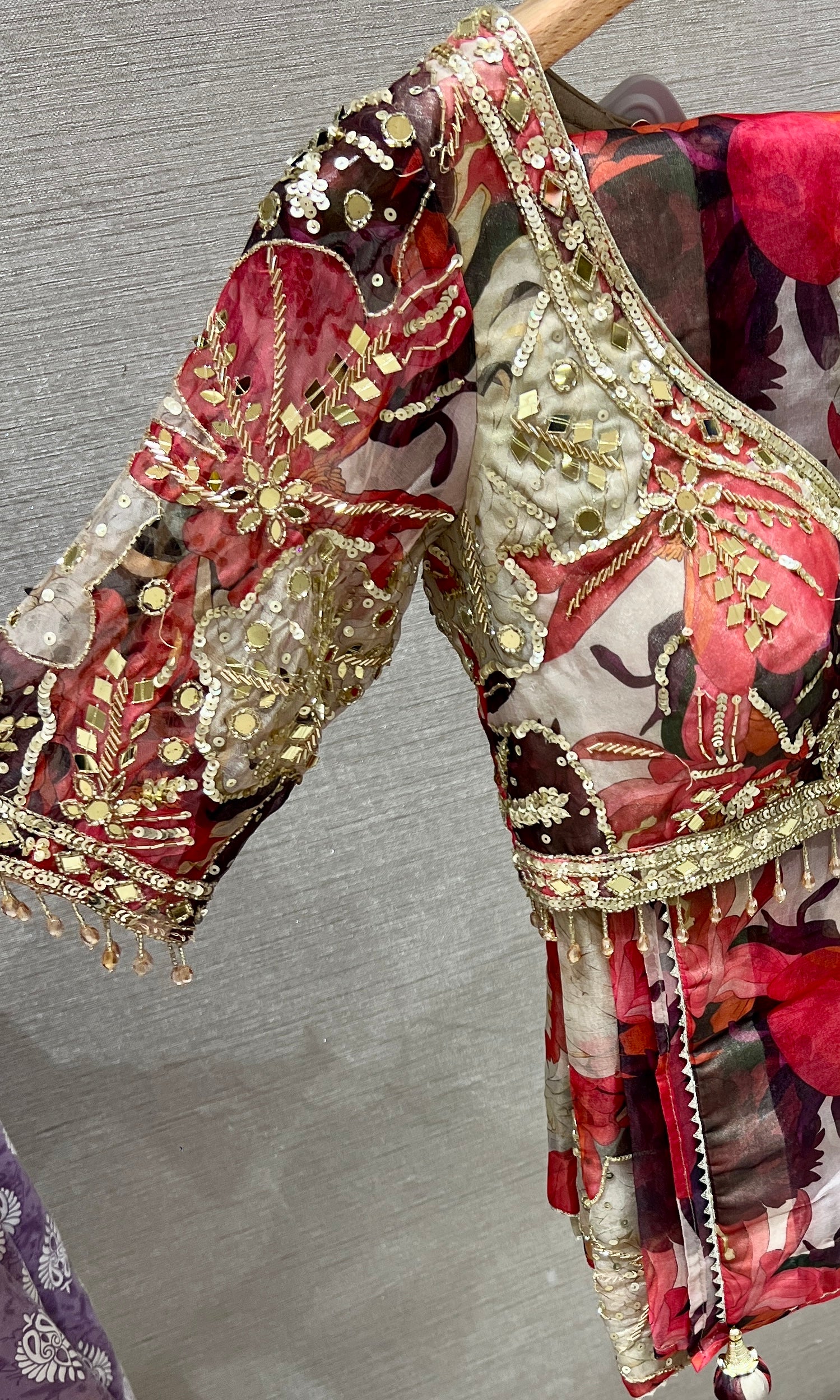 Multi colour floral saree with ready blouse