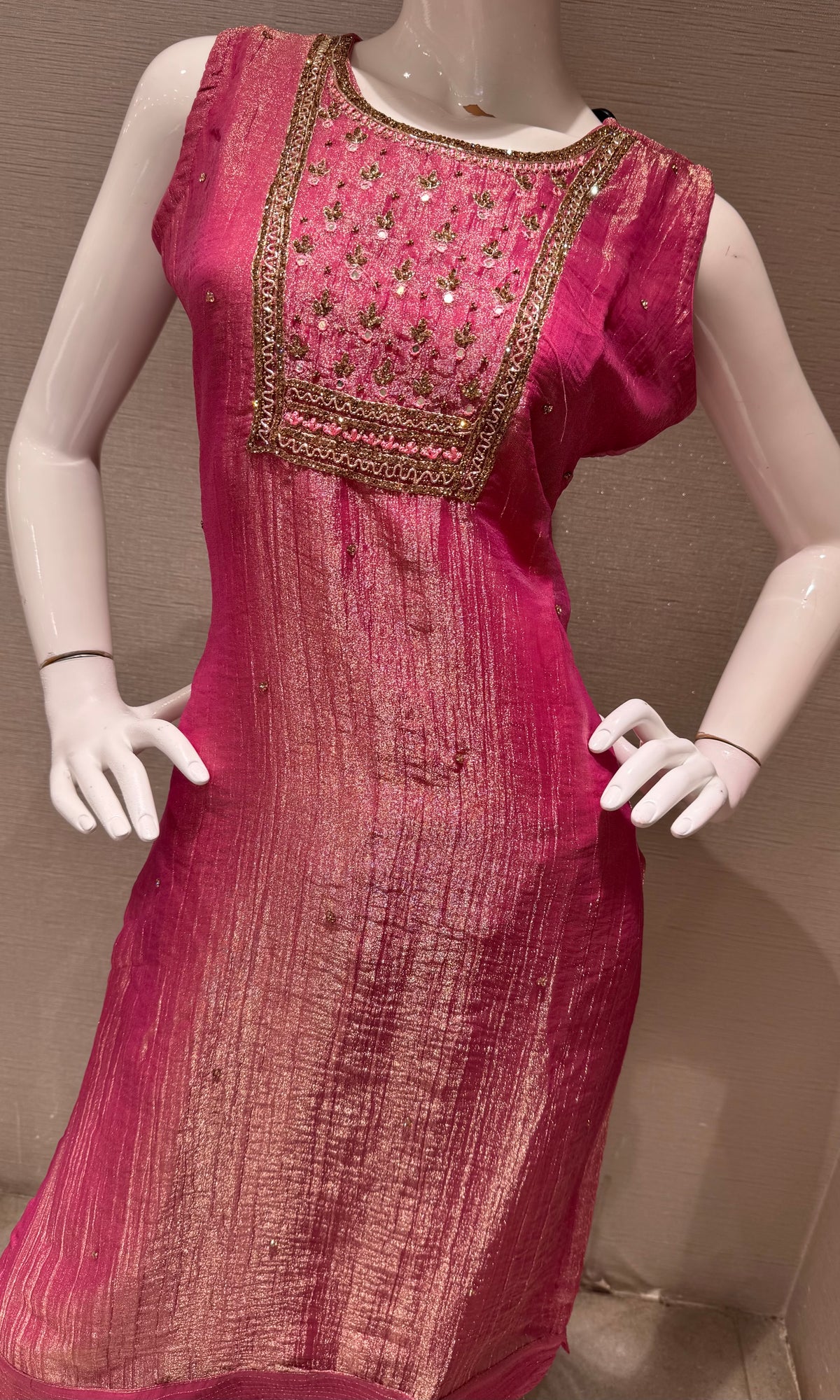Light Pink ETHNIC SHIMMER KURTA SET WITH DUPATTA