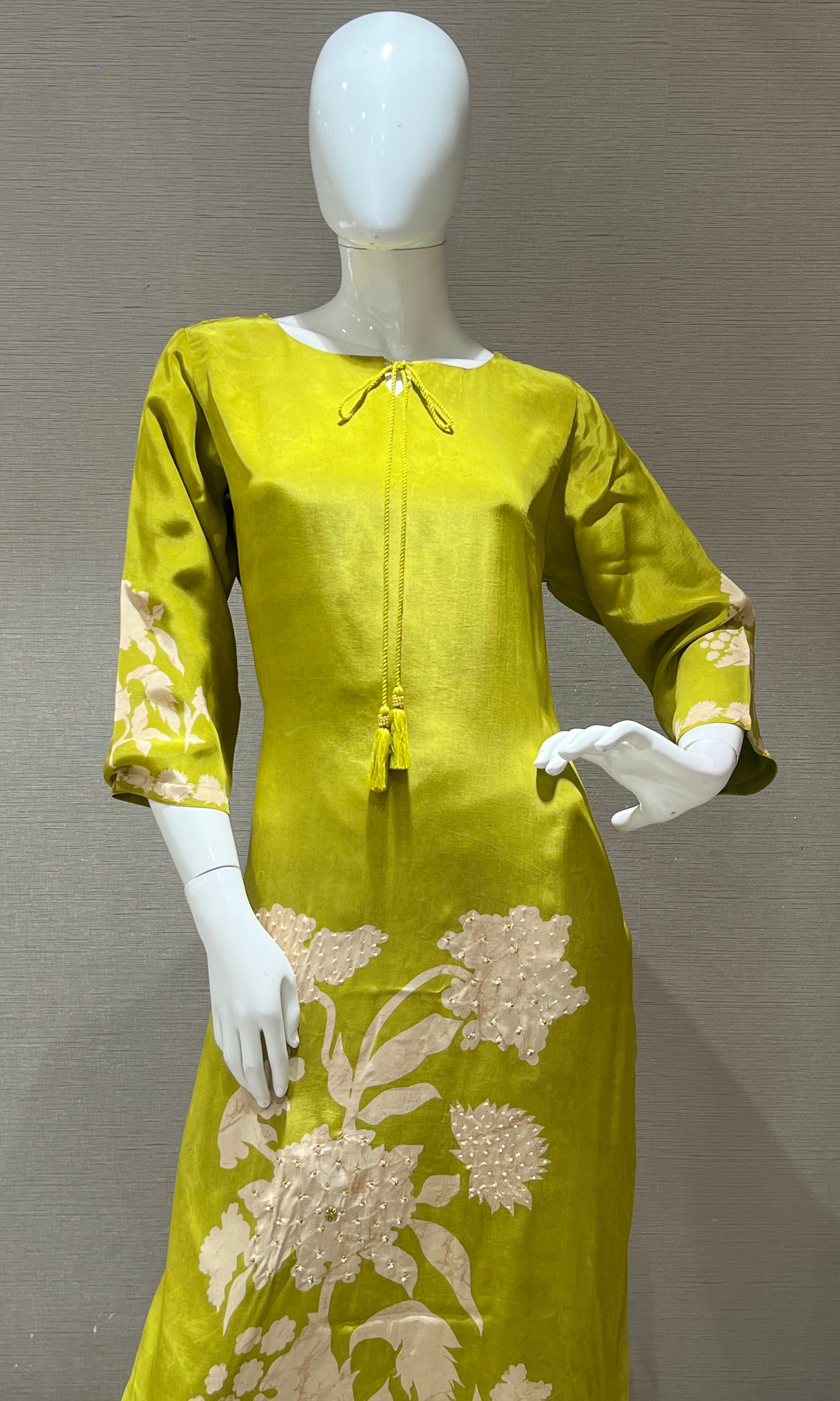 Olive Green Floral Kurti top