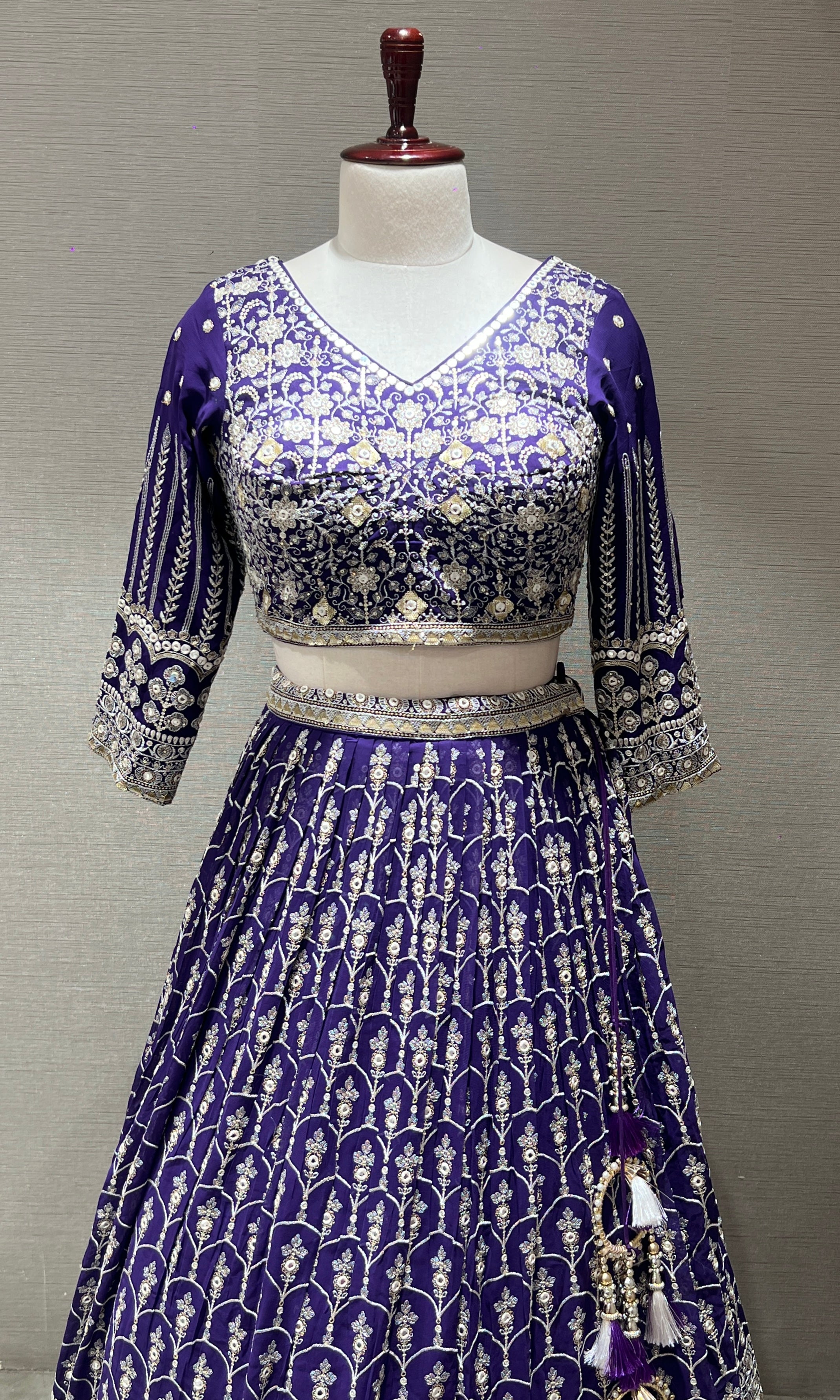 Purple Lehenga with intricate embroidery