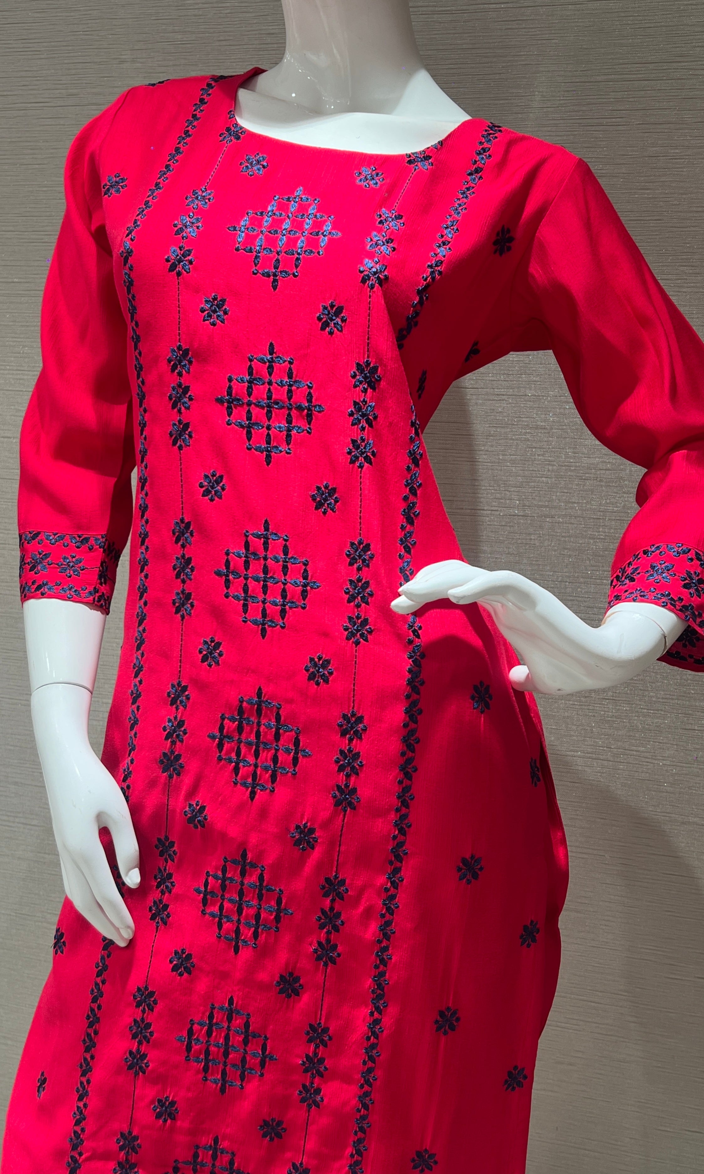 Pink Embroidered Kurta Set with Printed Dupatta