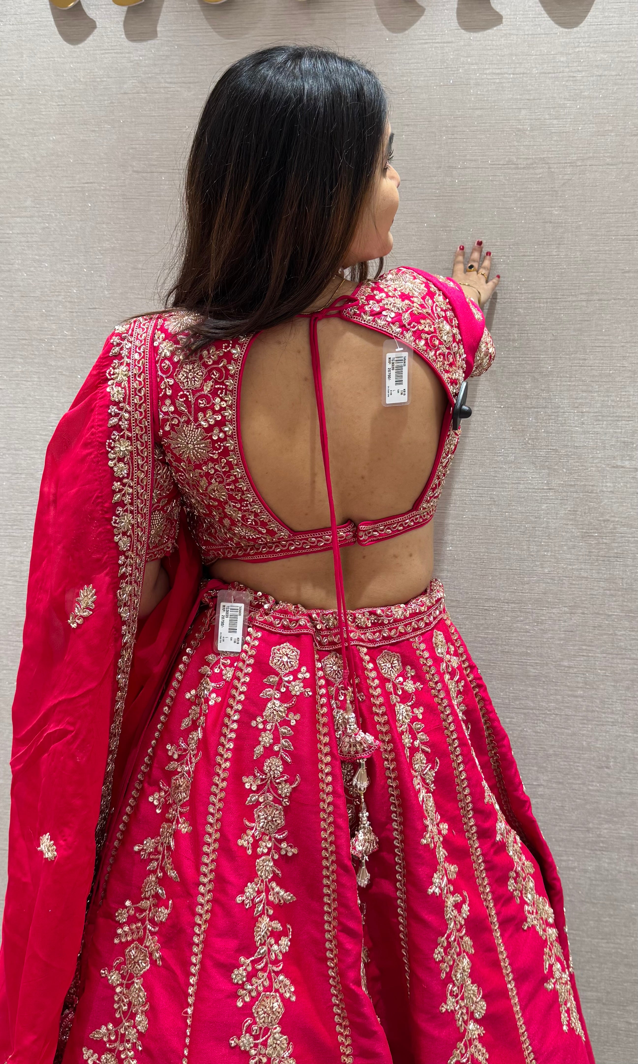 Rani pink FLORAL EMBROIDERED Lehenga