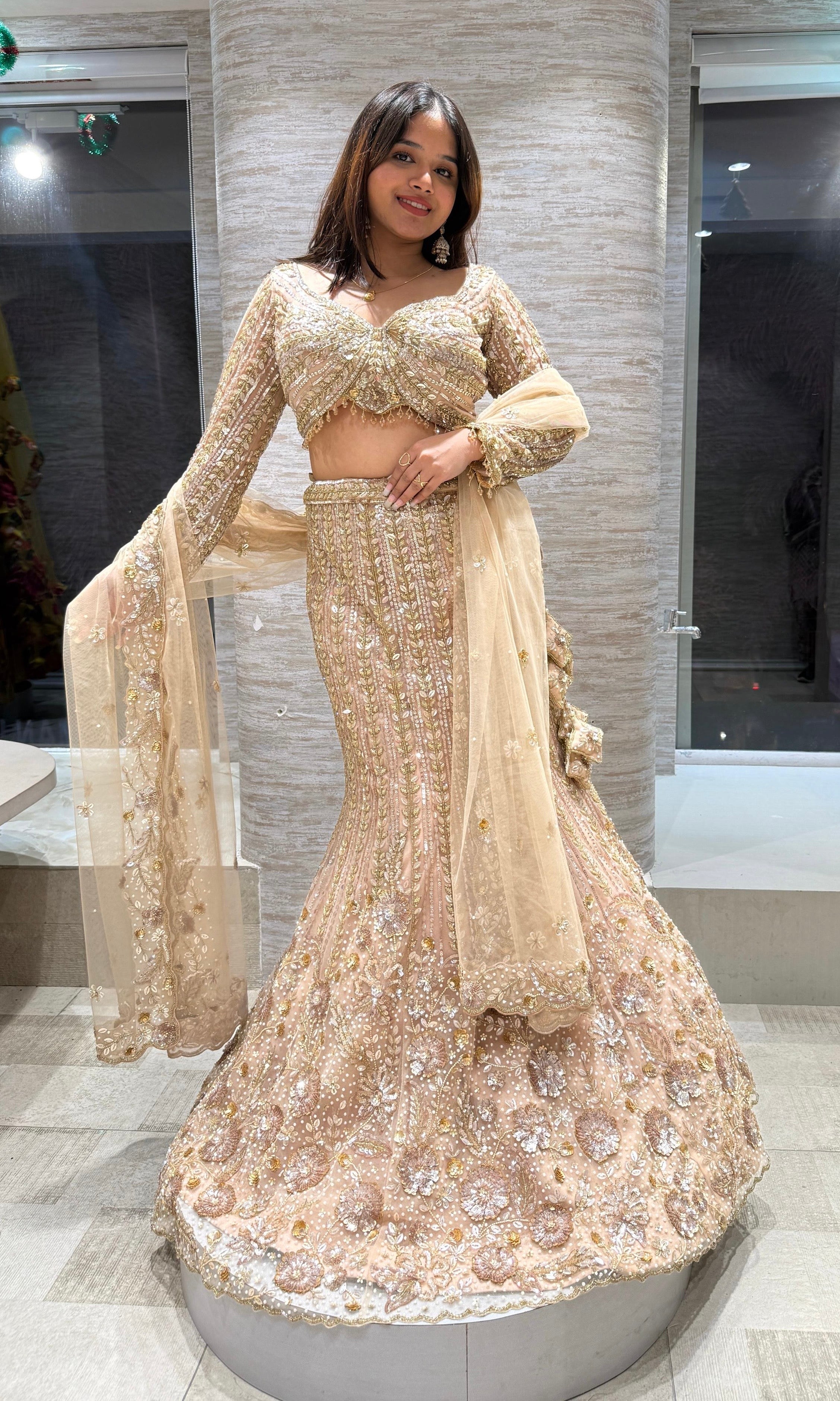Gold Crystal embroidered Lehenga