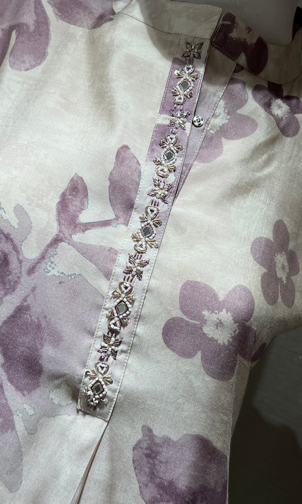 white and lavender floral Kurti top