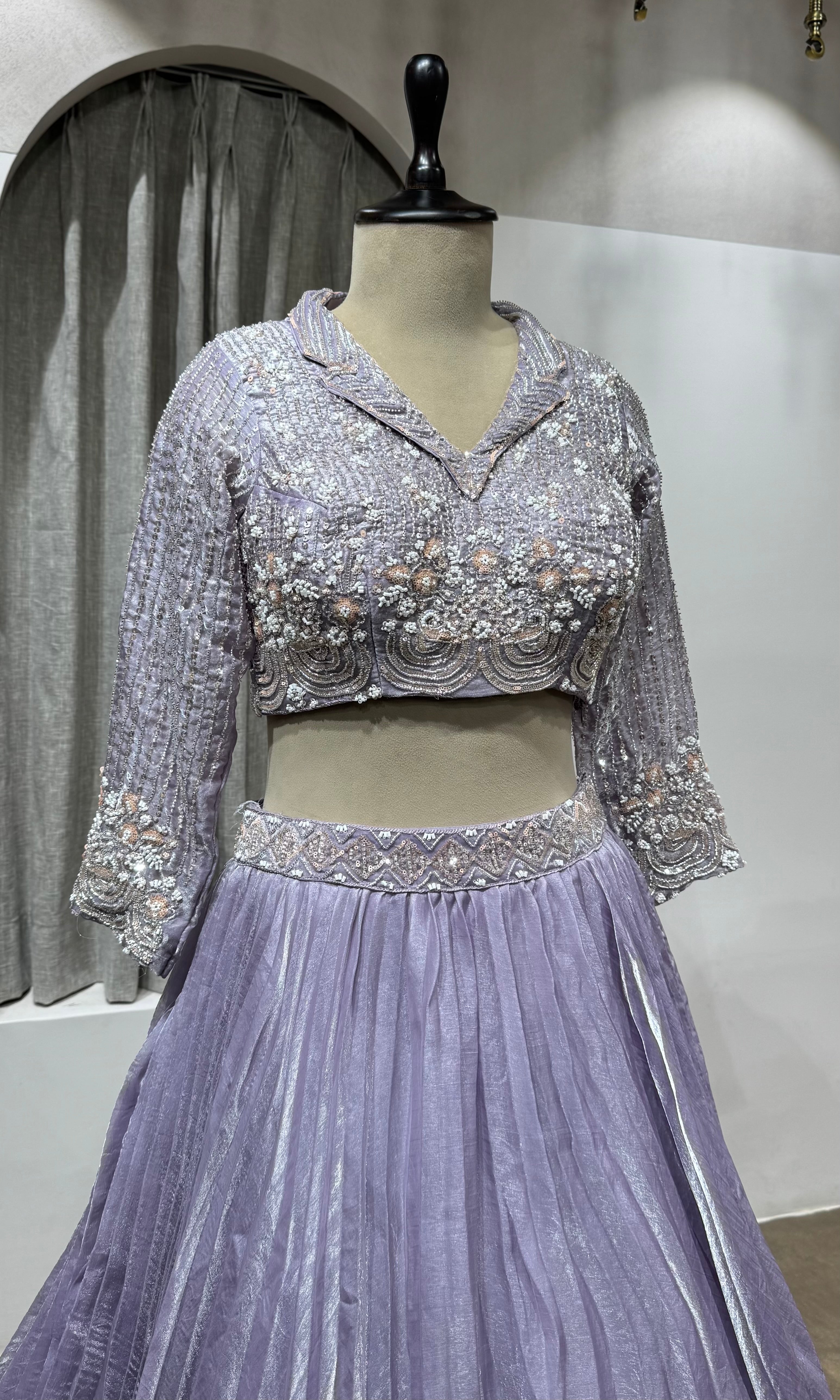 LAILAC Silver Embroidered Party Wear Lehenga Choli