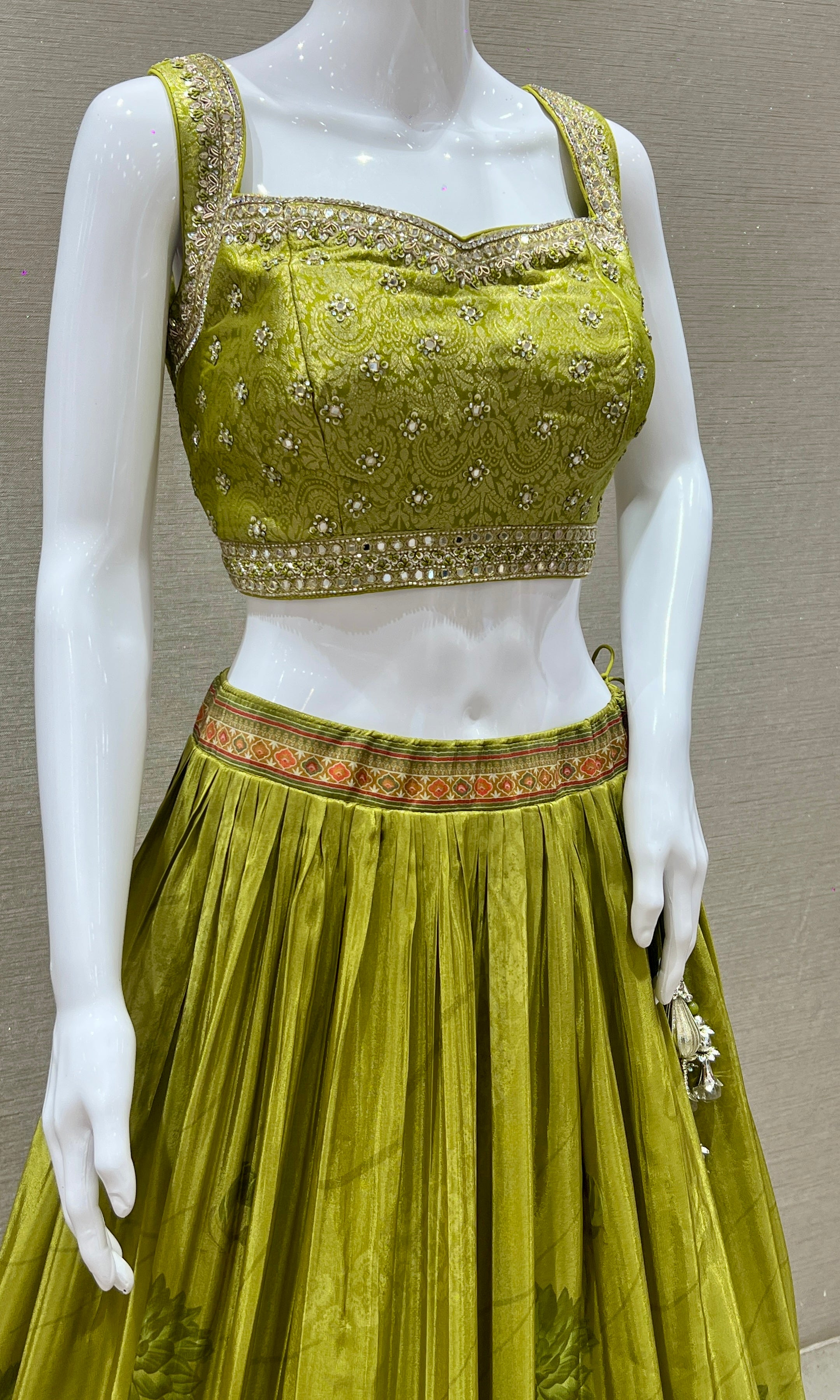 Gulzar Olive Lehenga Set