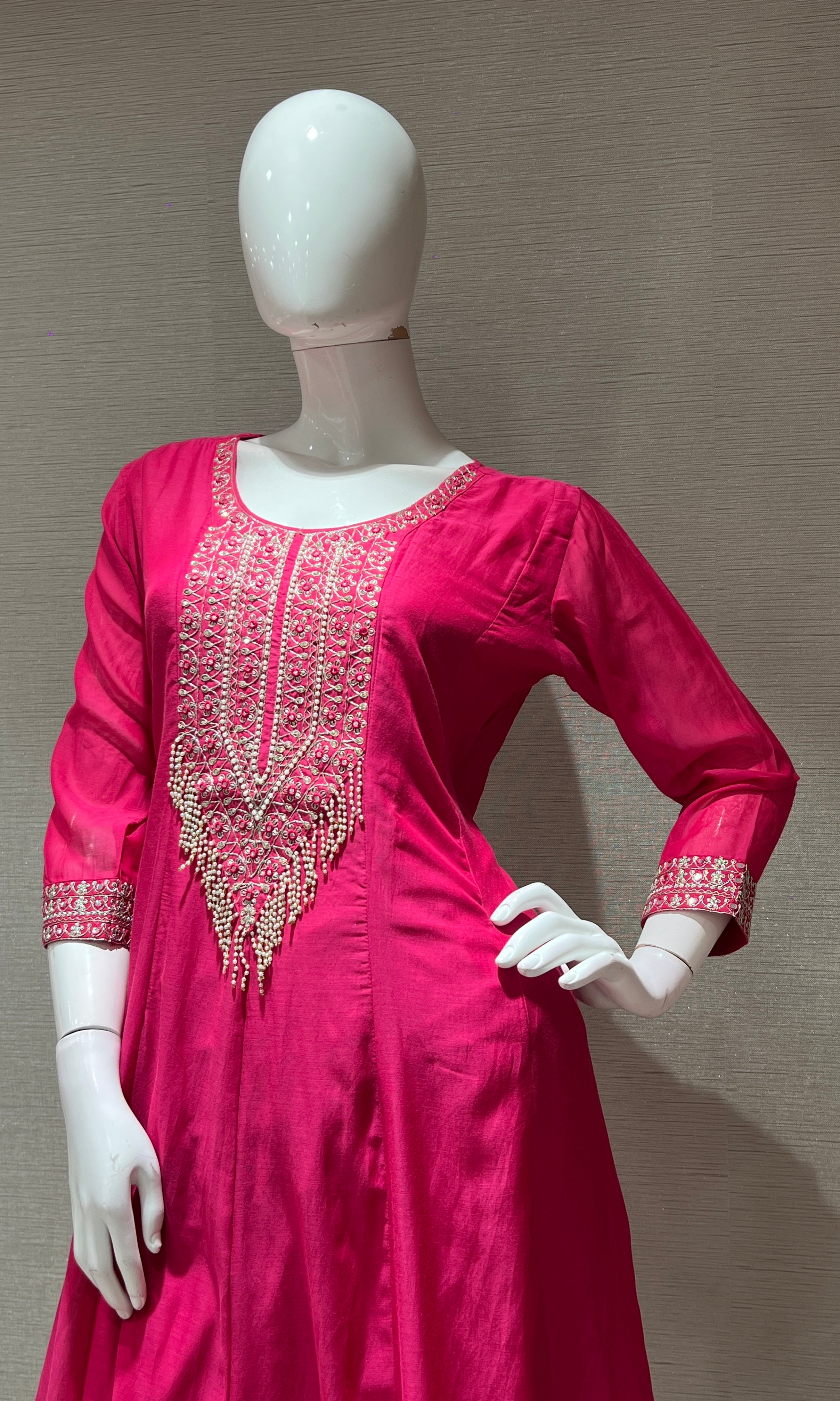 Rani pink EMBROIDERED kurta set