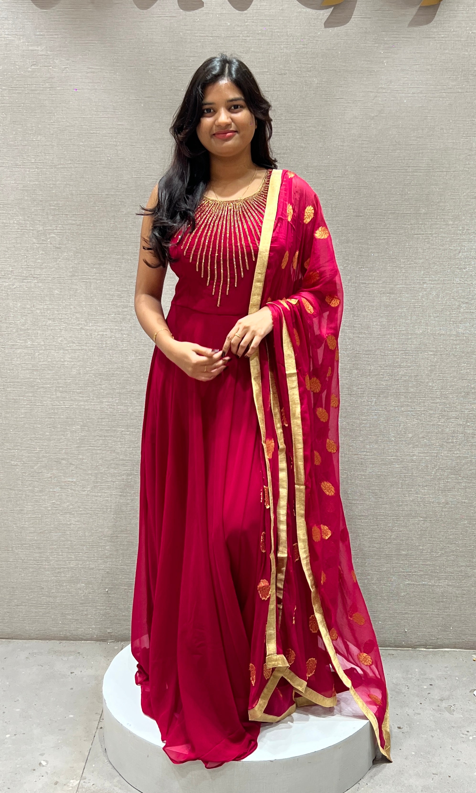 Pink Georgette long dress