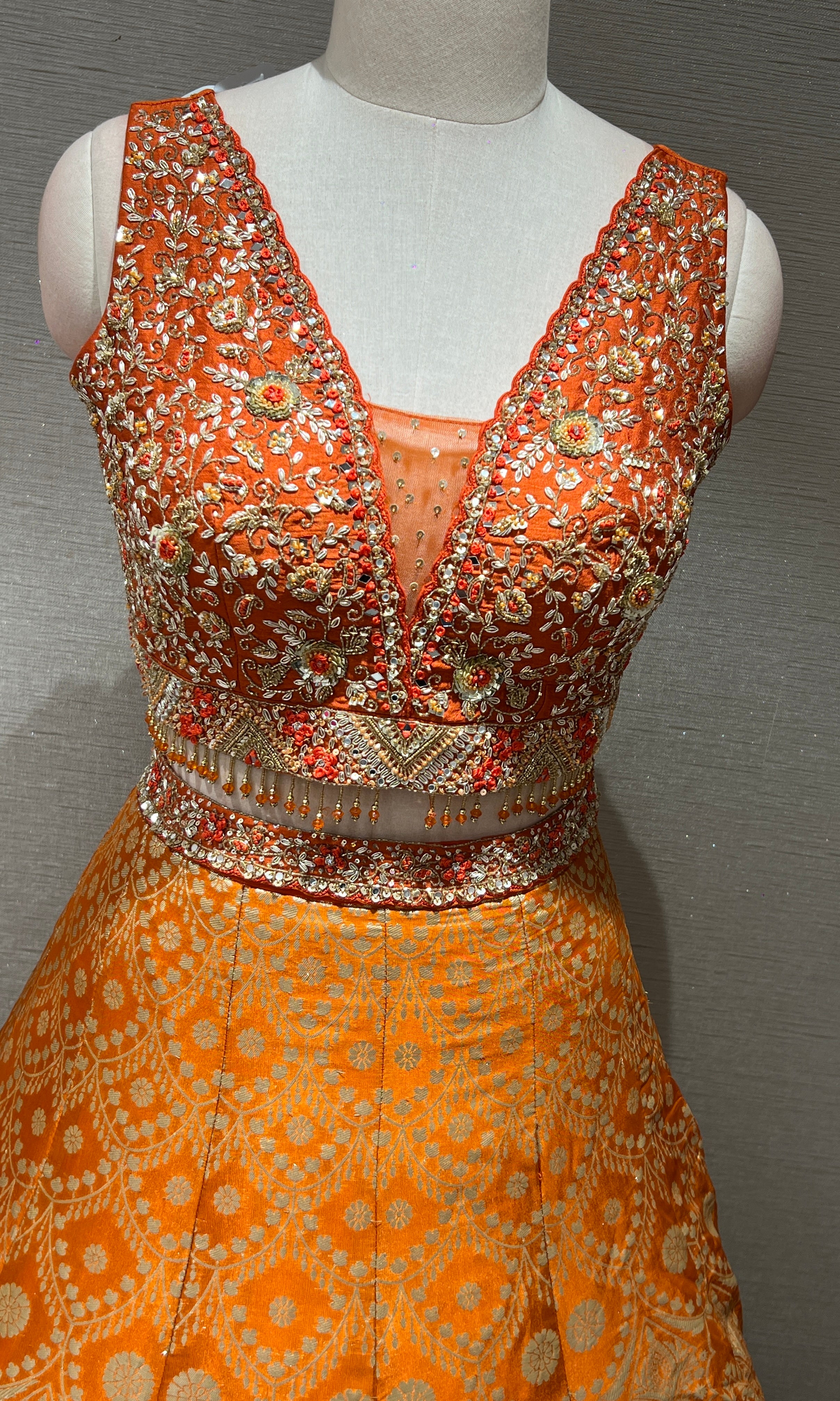 Radiant Orange Banarasi Lehenga Set
