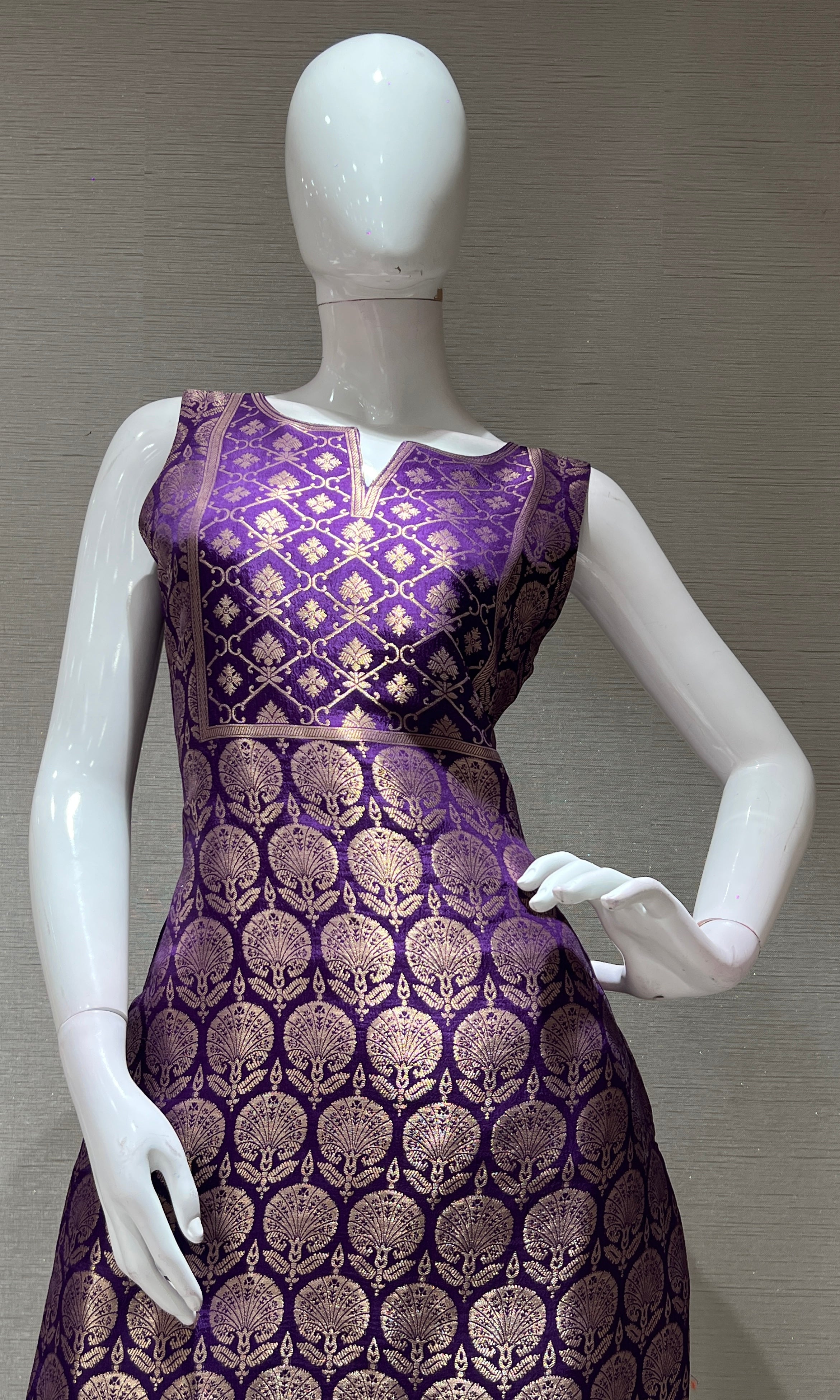 Purple Silk KURTA SET with Golden Embroidery