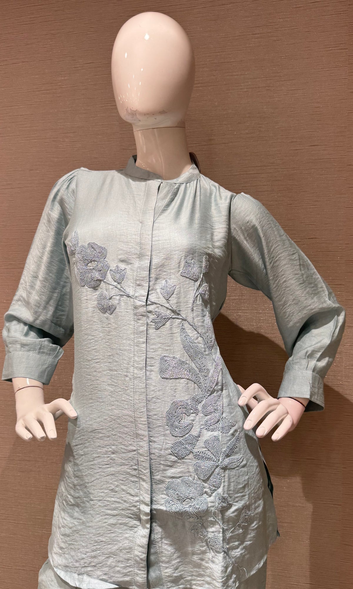 Sky Blue Elegance Embroidered Cord Set