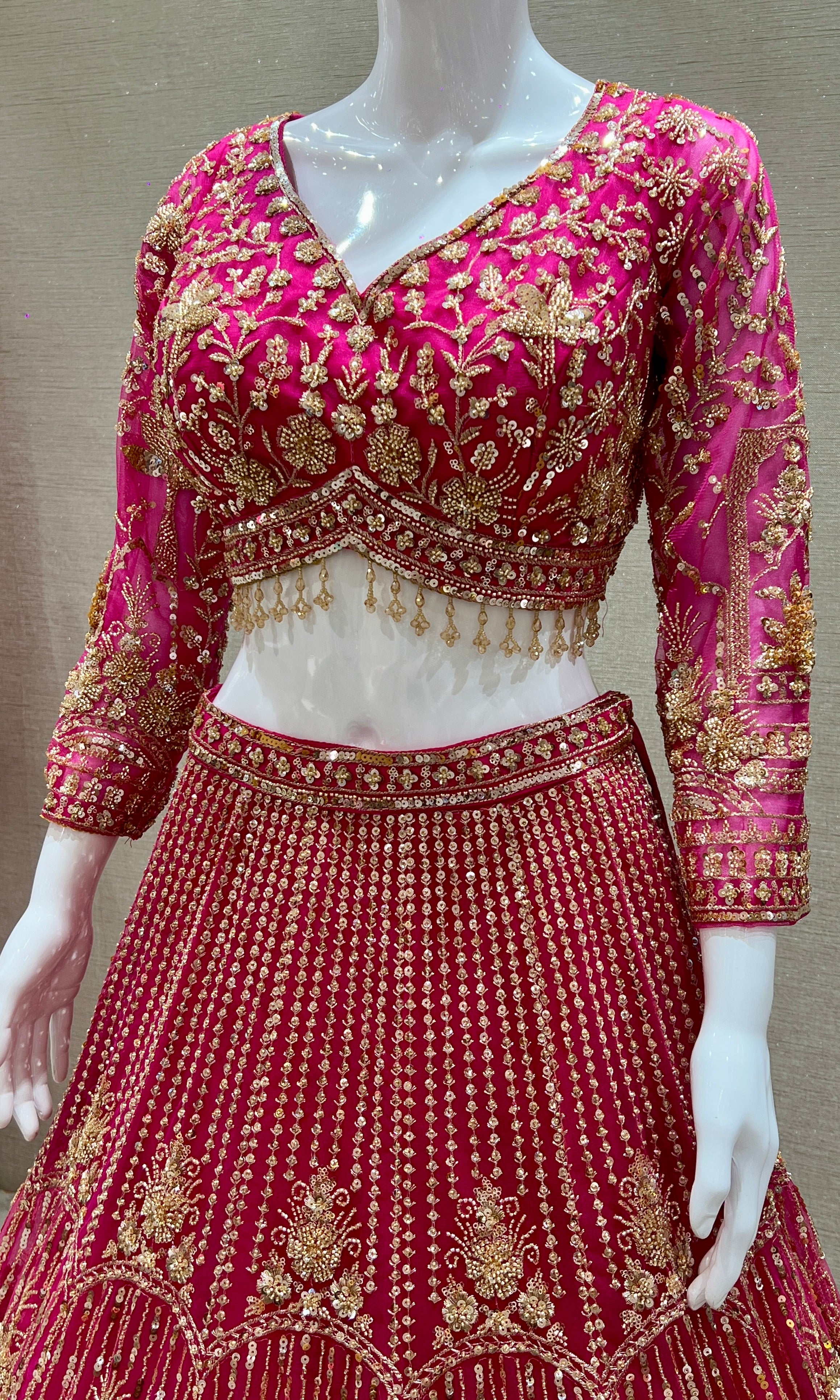 Rani Pink Regal Zardosi Bridal Lehenga